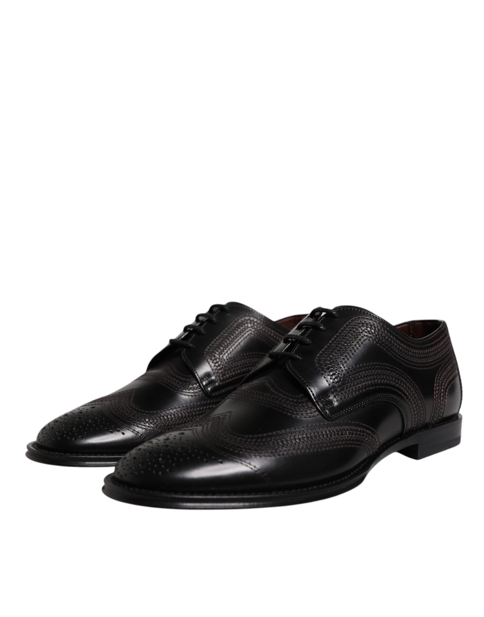 Embroidered Classic Leather Derby Dress Men's Shoes - Dolce & Gabbana - Modalova
