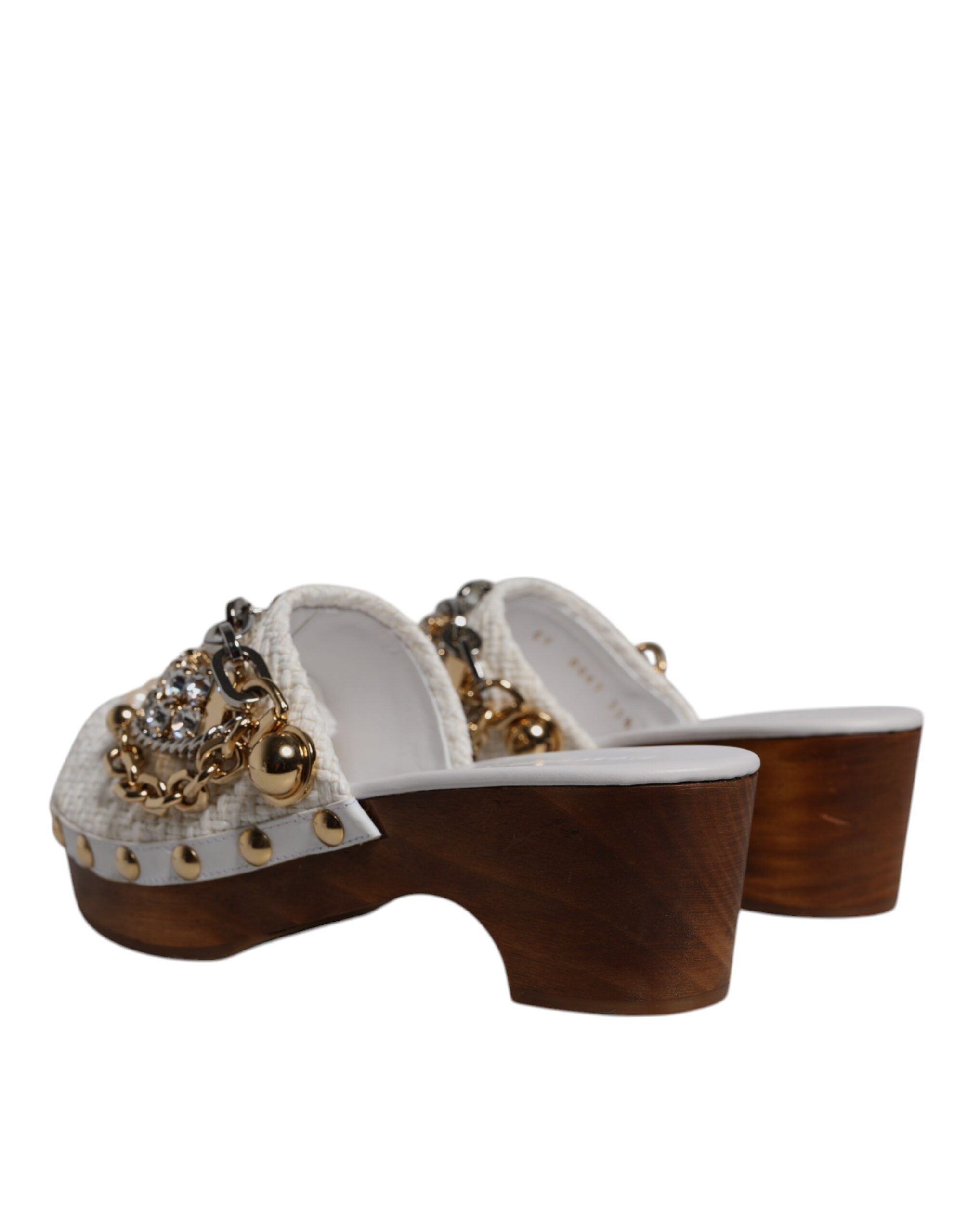 Raffia Clogs Bejeweled Chain Sandals Women's Shoes - Dolce & Gabbana - Modalova