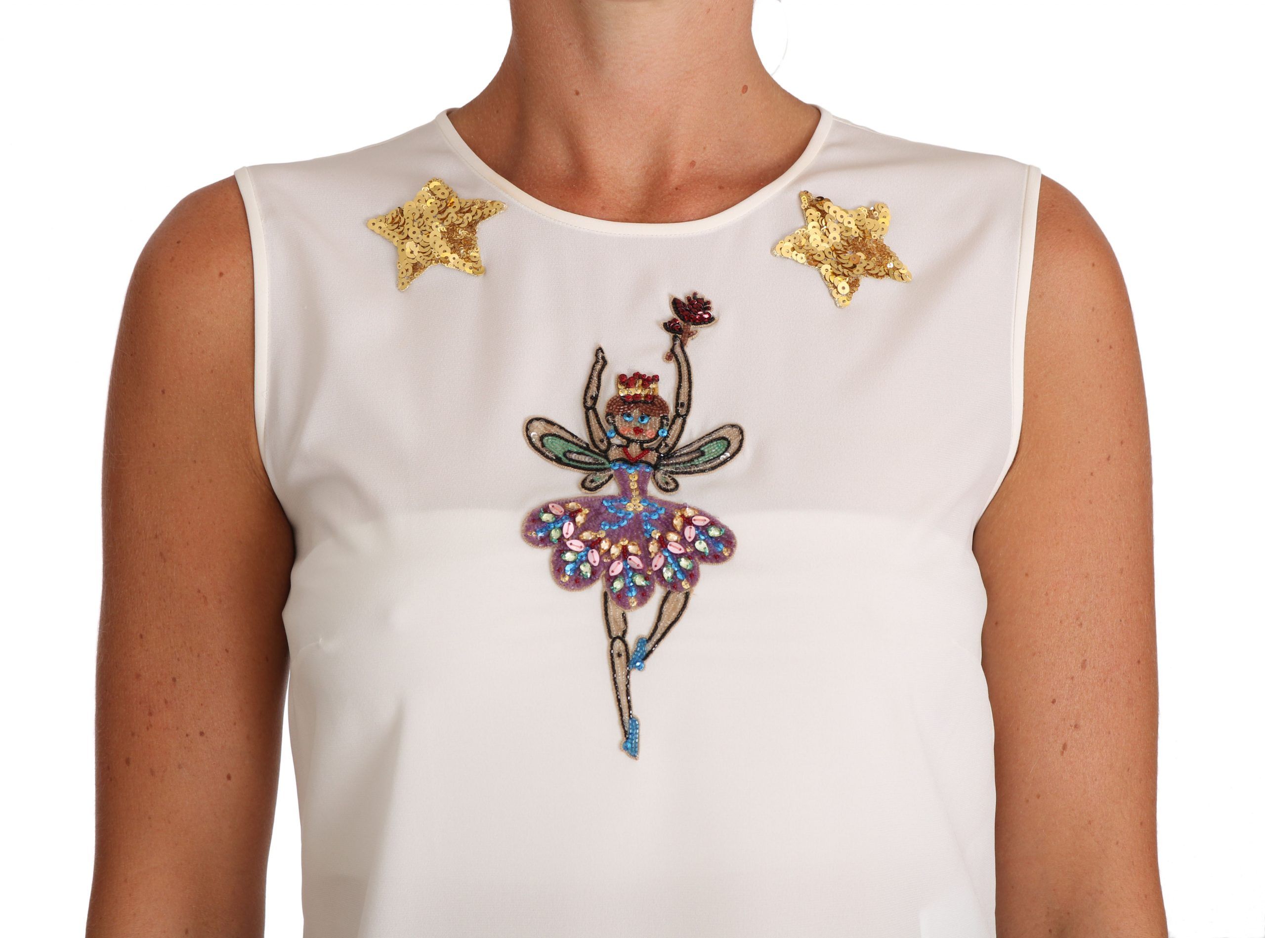 Silk Embellished Crystal Sequin Fairy Women's Top - Dolce & Gabbana - Modalova