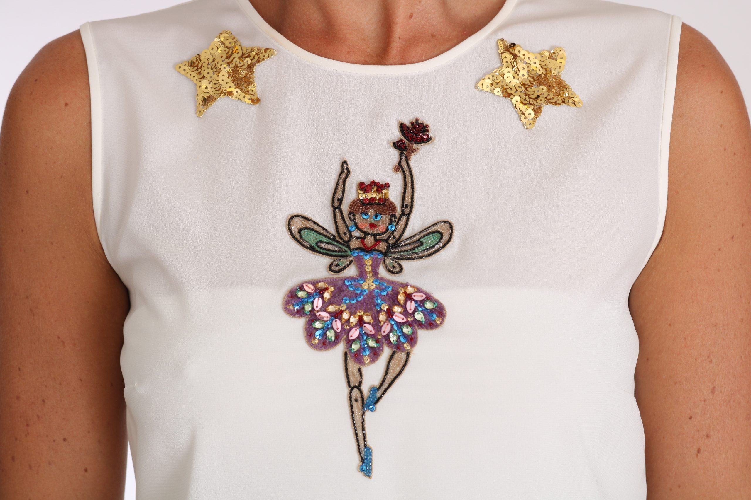 Silk Embellished Crystal Sequin Fairy Women's Top - Dolce & Gabbana - Modalova