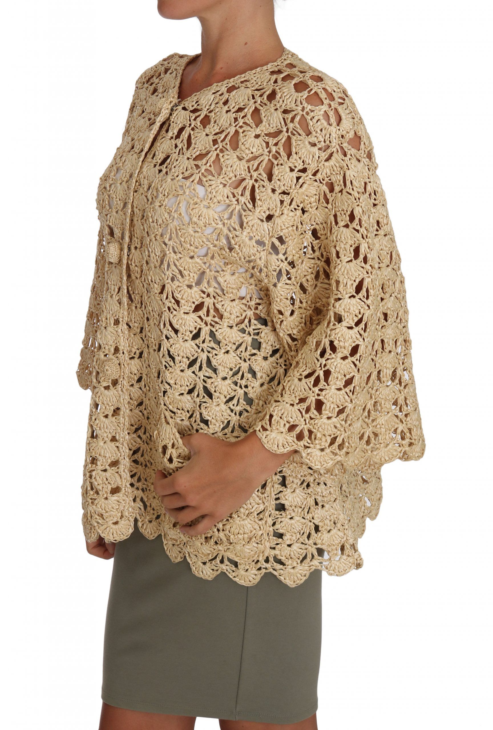 Cardigan Crochet Knitted Raffia Women's Sweater - Dolce & Gabbana - Modalova