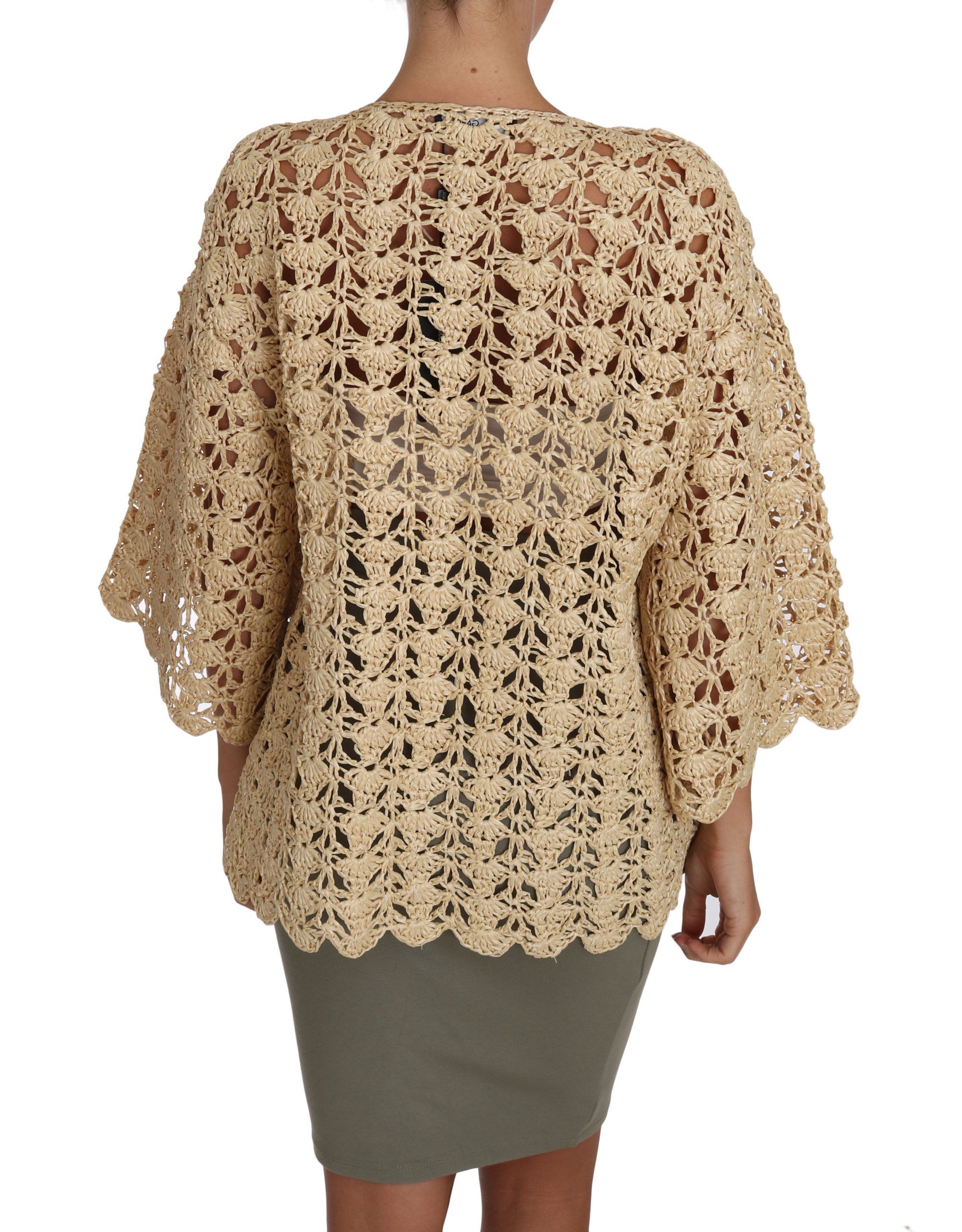 Cardigan Crochet Knitted Raffia Women's Sweater - Dolce & Gabbana - Modalova