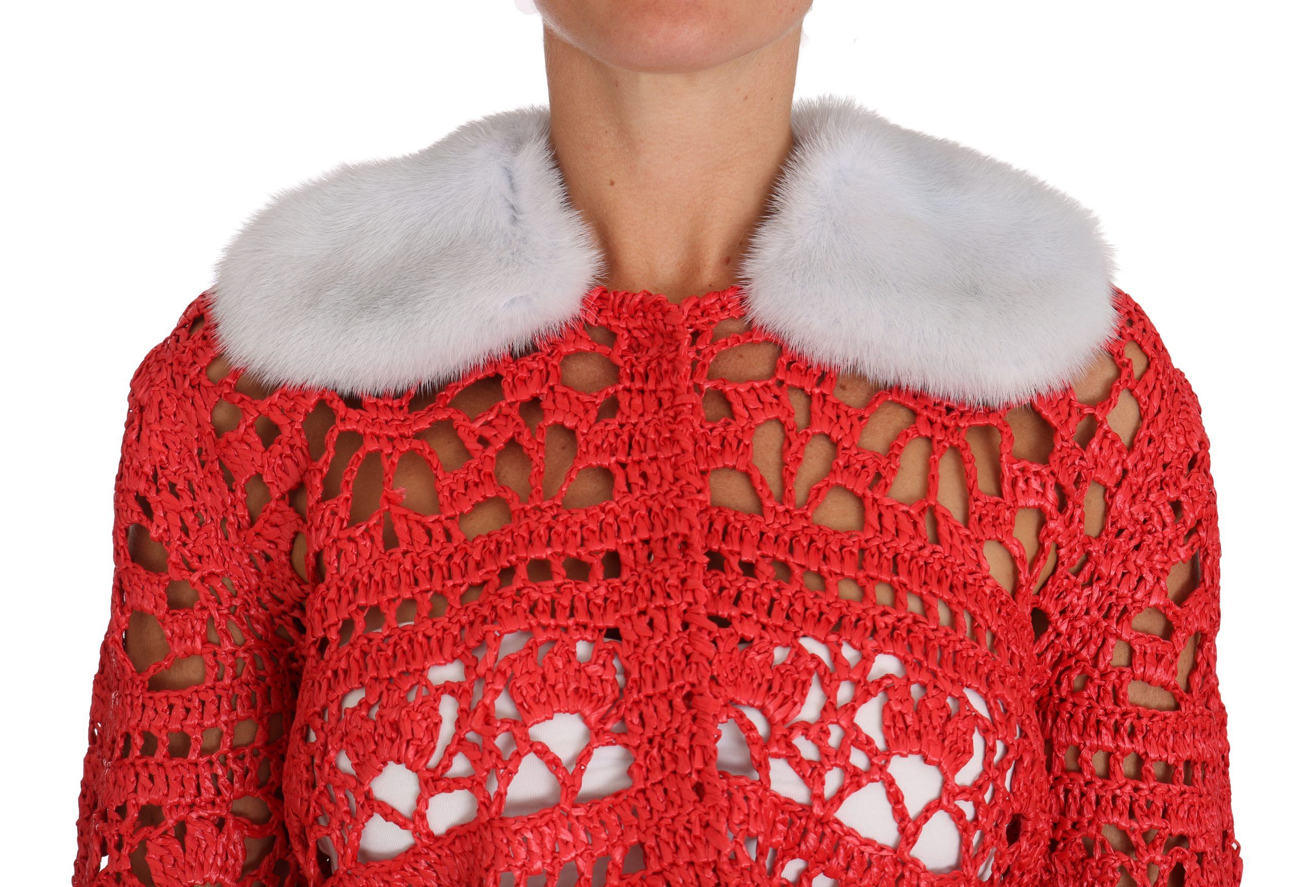 Cardigan Crochet Knit Raffia Women's Sweater - Dolce & Gabbana - Modalova