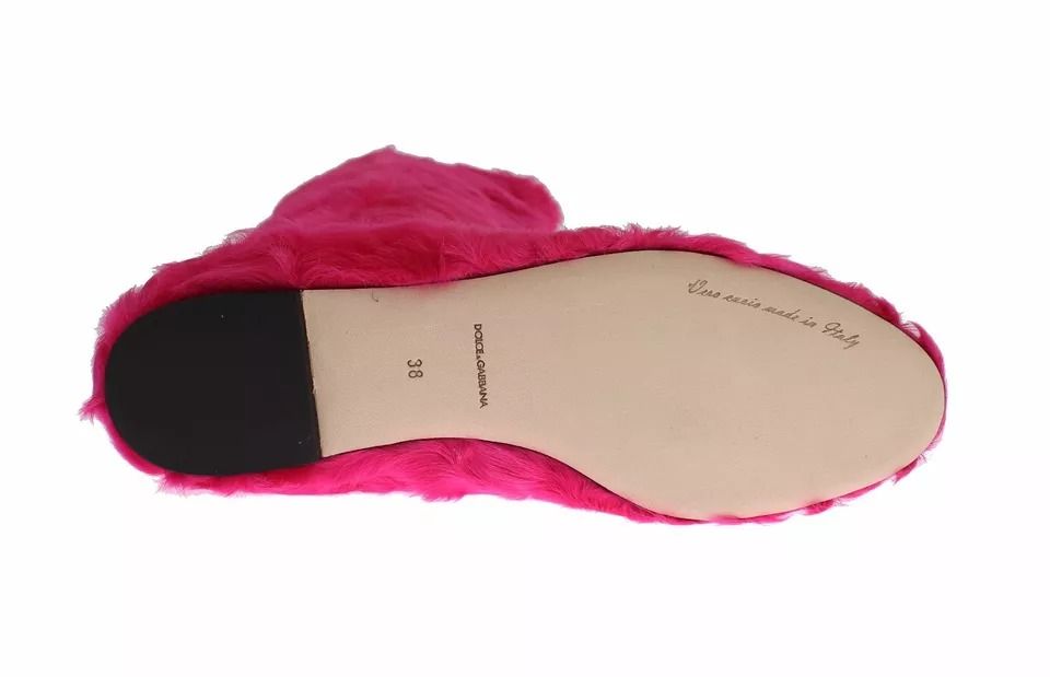 Lamb Fur Leather Flat Boots Women's Shoes - Dolce & Gabbana - Modalova