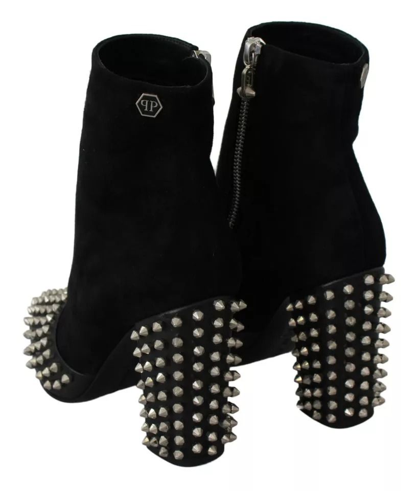 Suede Studded Heels Ankle Boots Women's Shoes - Philipp Plein - Modalova