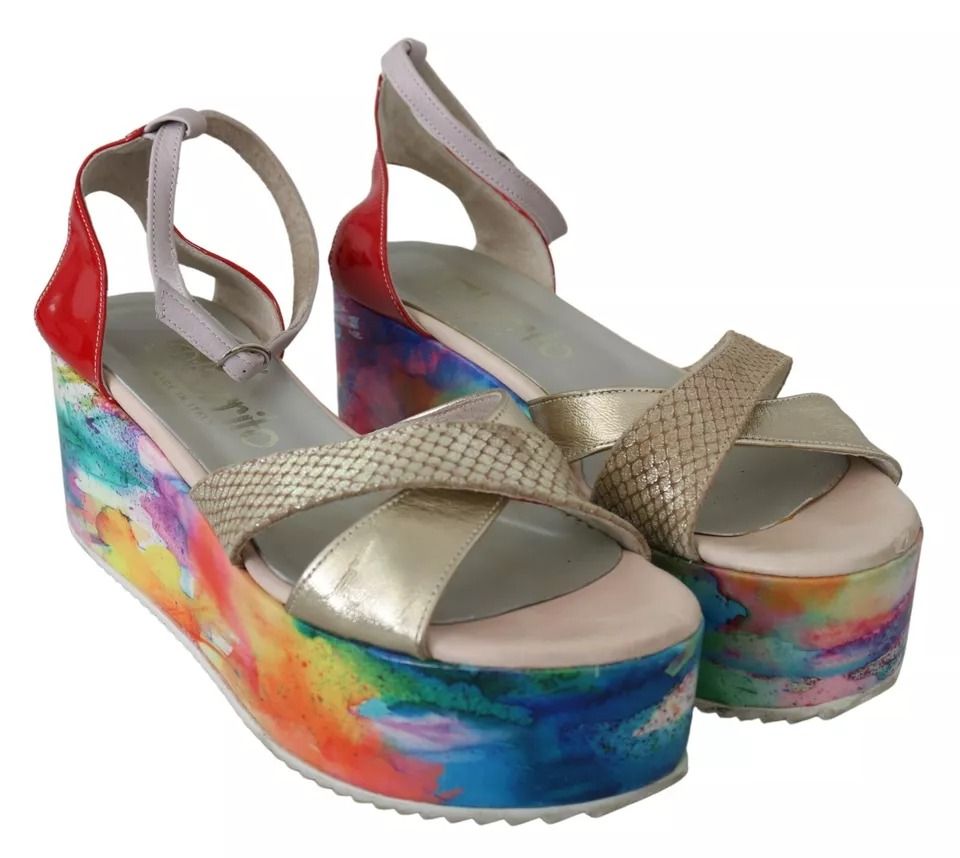 Leather Ankle Strap Wedge Heel Sandals Women's Shoes (Pre-Owned) - EBARRITO - Modalova
