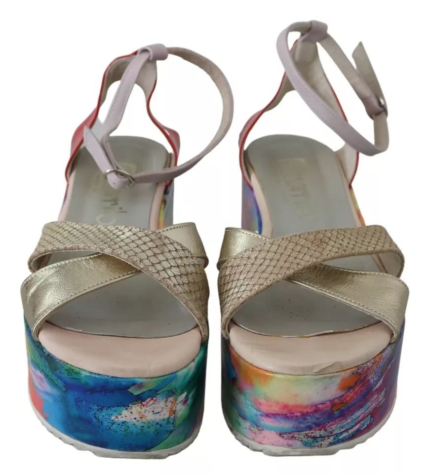 Leather Ankle Strap Wedge Heel Sandals Women's Shoes (Pre-Owned) - EBARRITO - Modalova