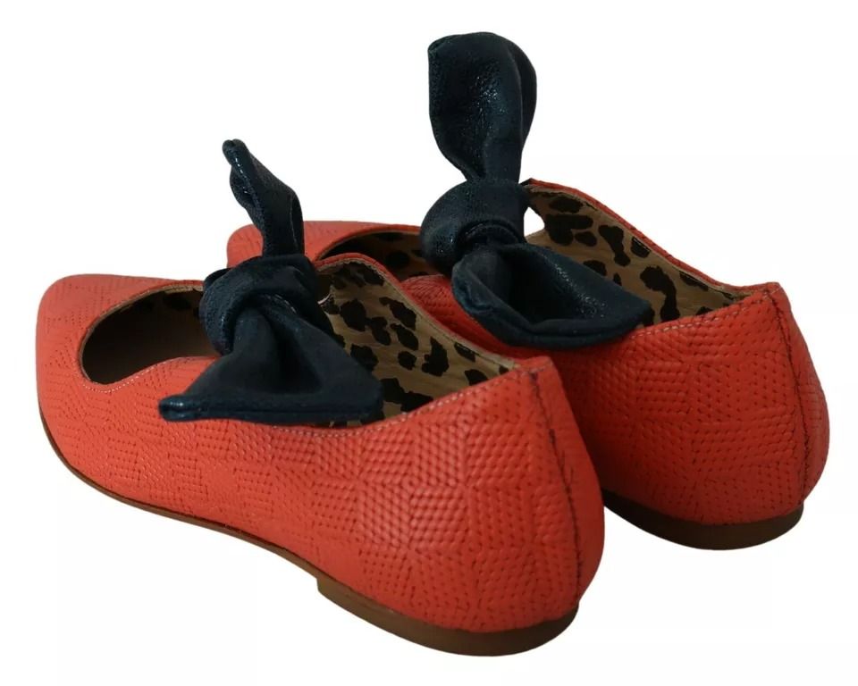 Leather Bow Slip-on Loafers Ballet Flat Women's Shoes (Pre-Owned) - EBARRITO - Modalova