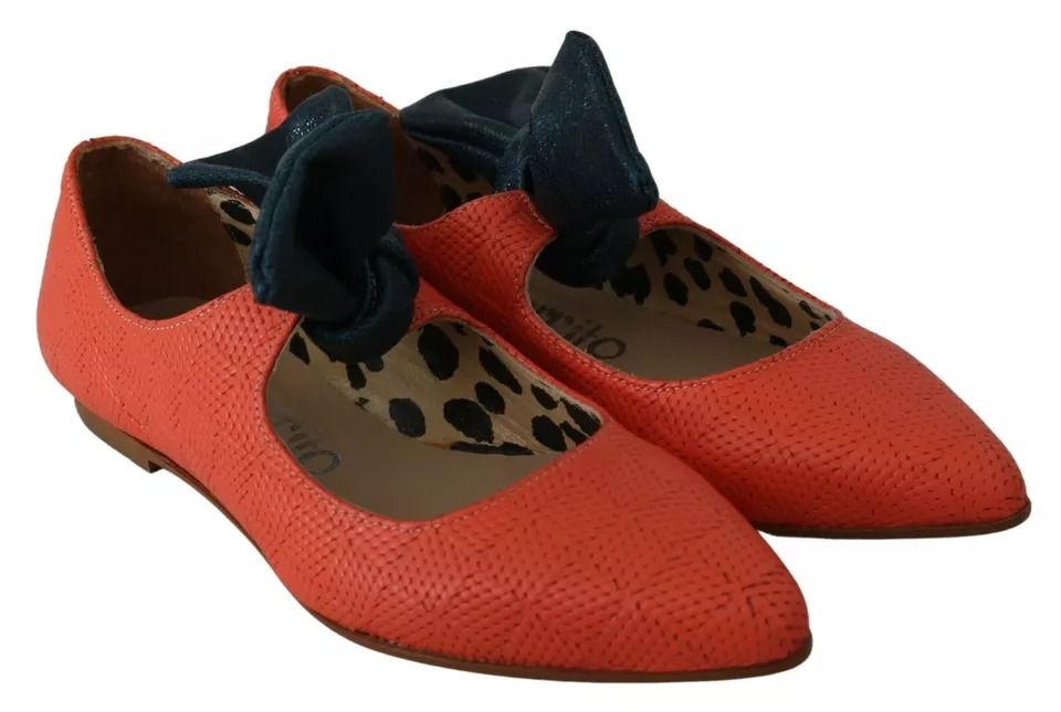 Leather Bow Slip-on Loafers Ballet Flat Women's Shoes (Pre-Owned) - EBARRITO - Modalova
