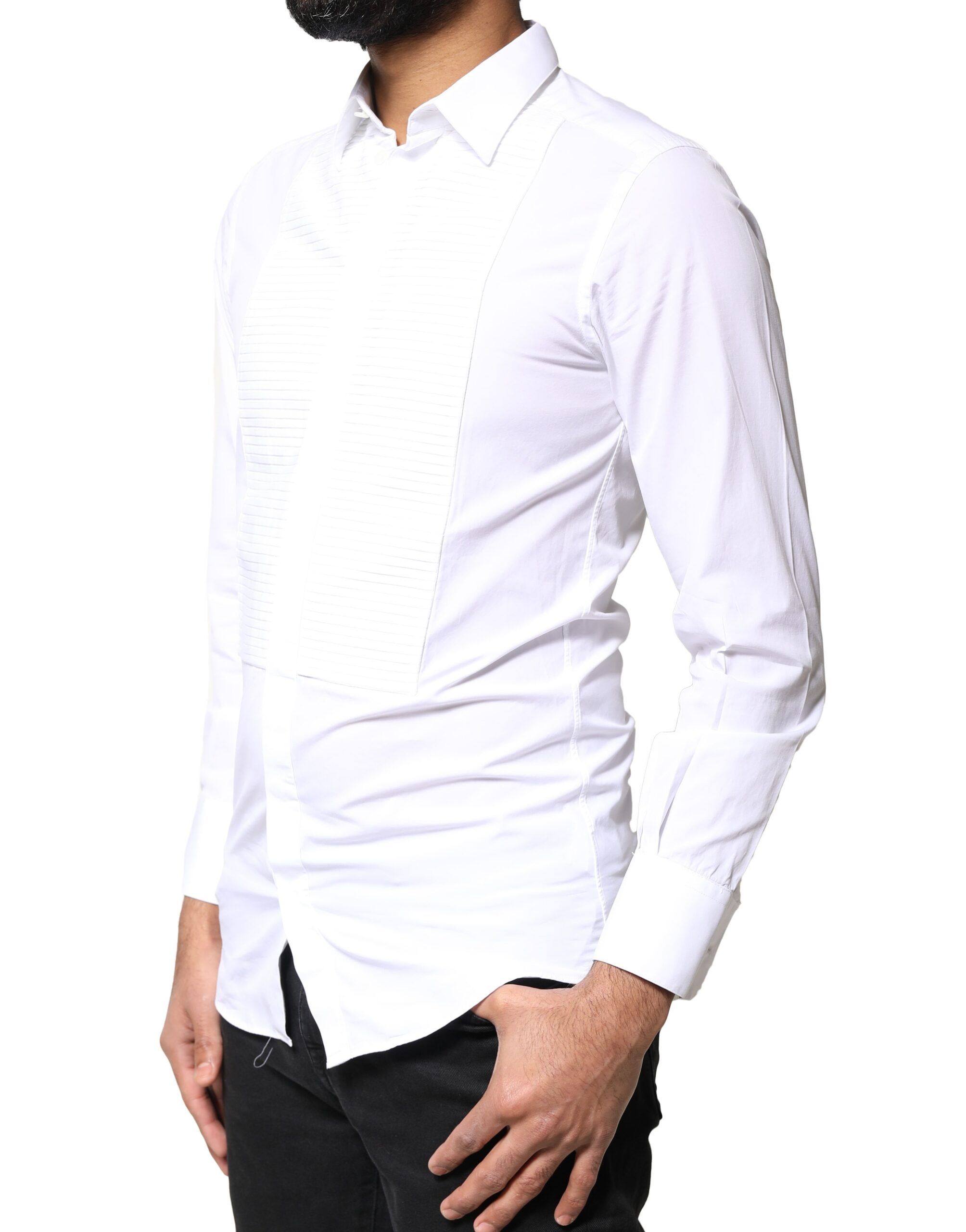 GOLD Cotton Poplin Bib Men Dress Men's Shirt (Pre-Owned) - Dolce & Gabbana - Modalova