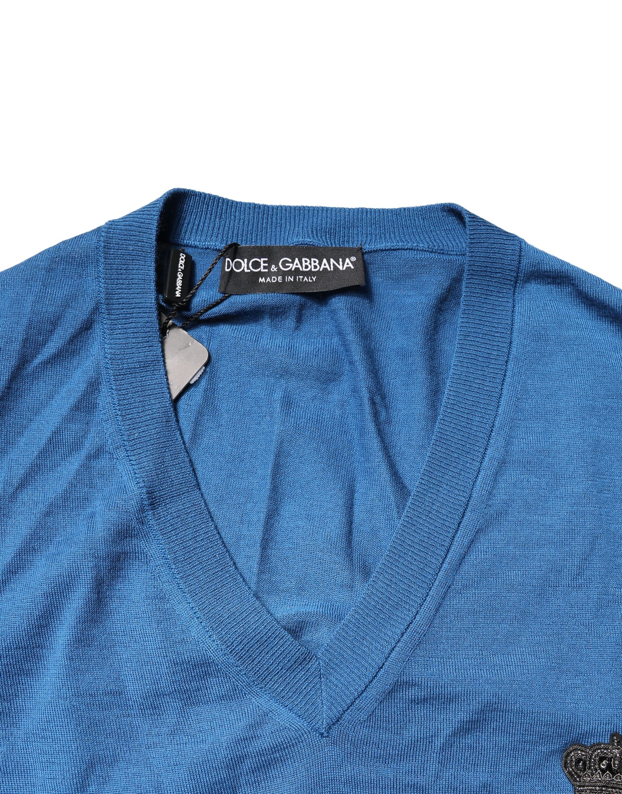 Cashmere Crown V-neck Pullover Men's Sweater (Pre-Owned) - Dolce & Gabbana - Modalova