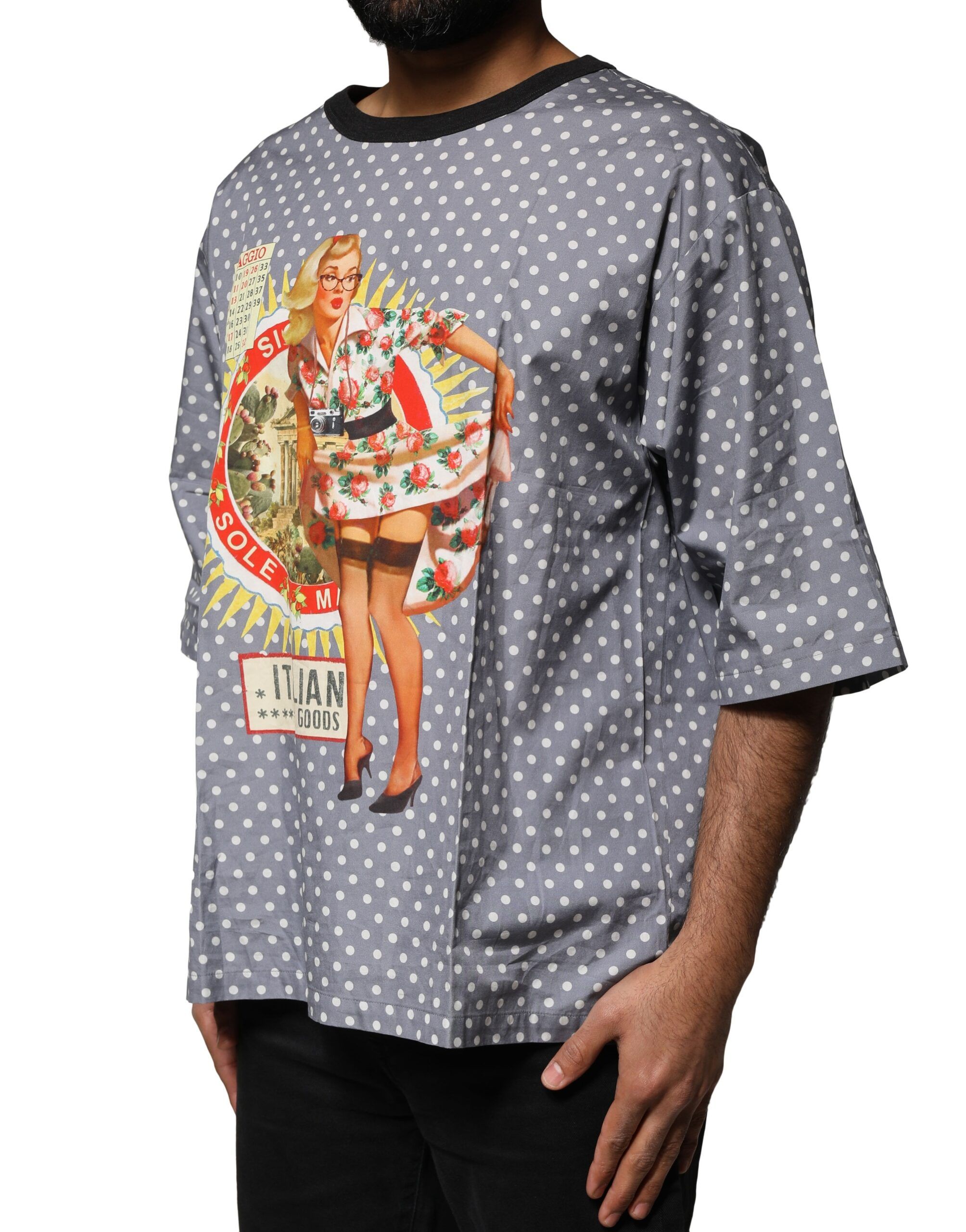 Polka Dot Pin-Up Print Crew Neck Men's T-shirt - Dolce & Gabbana - Modalova