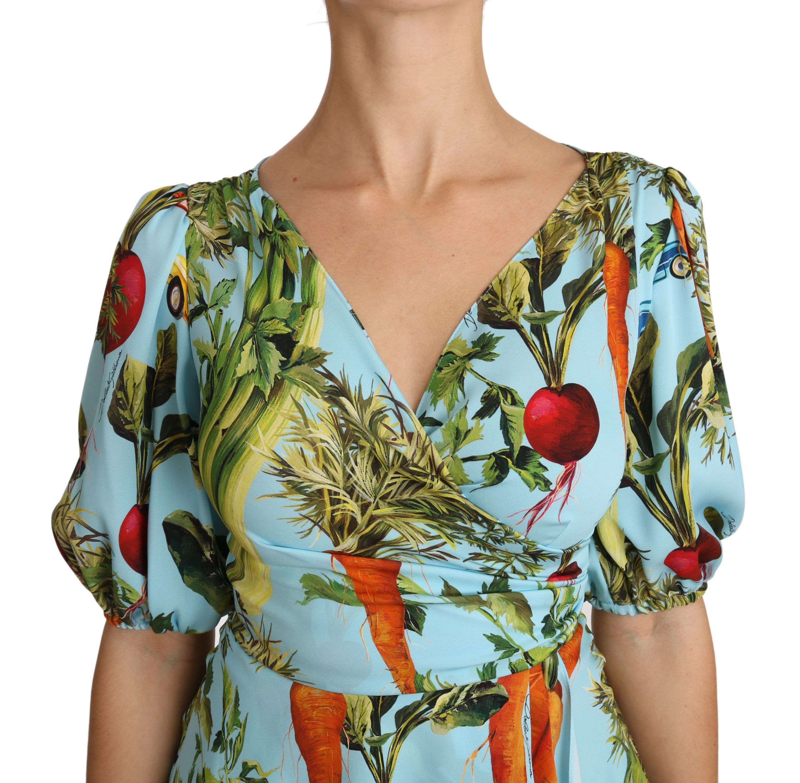 Vegetable Print Silk Top Peplum Wrap Women's Blouse - Dolce & Gabbana - Modalova
