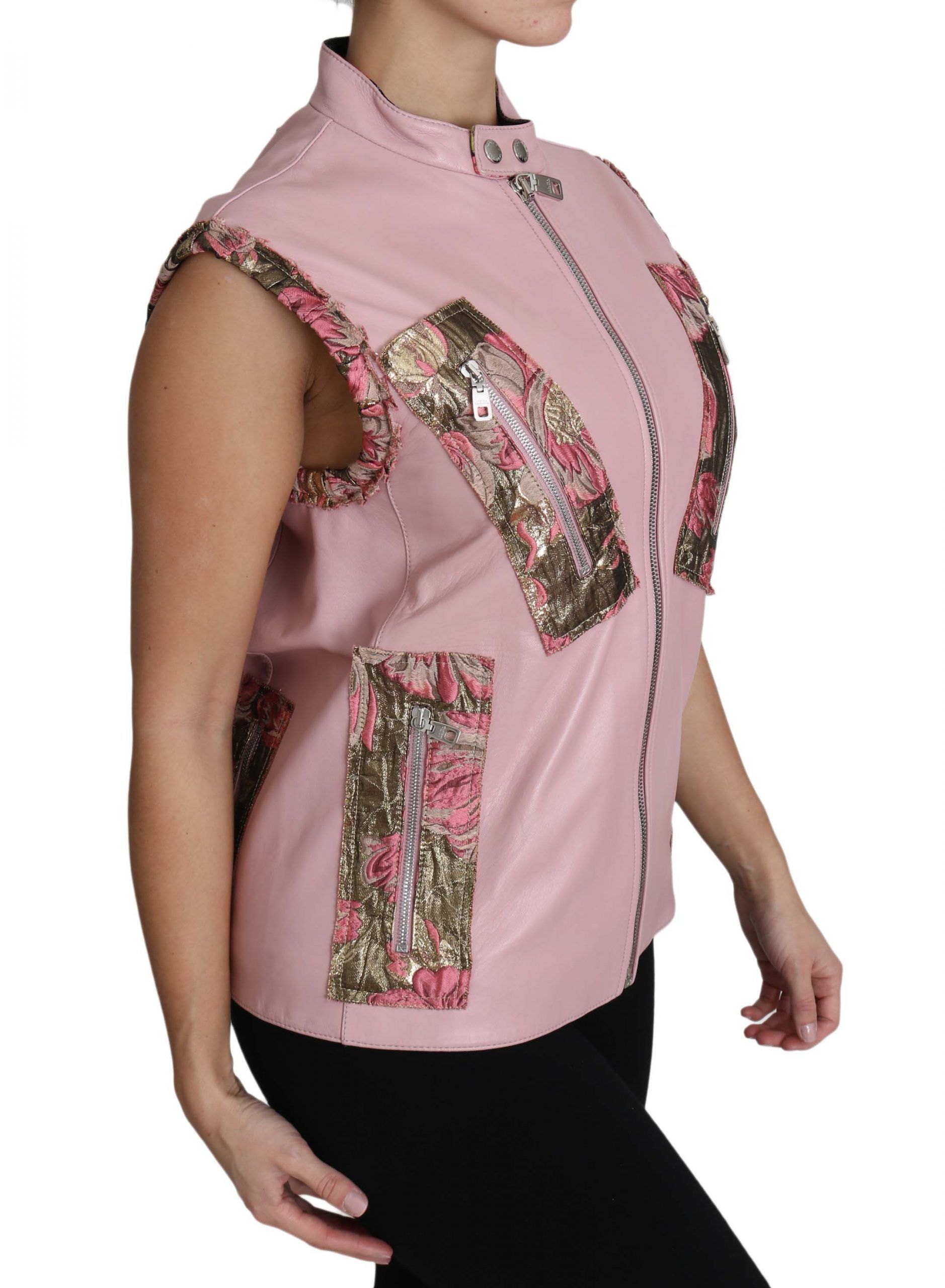 Zippered Lamb Sleeveless Vest Leather Women's Jacket - Dolce & Gabbana - Modalova