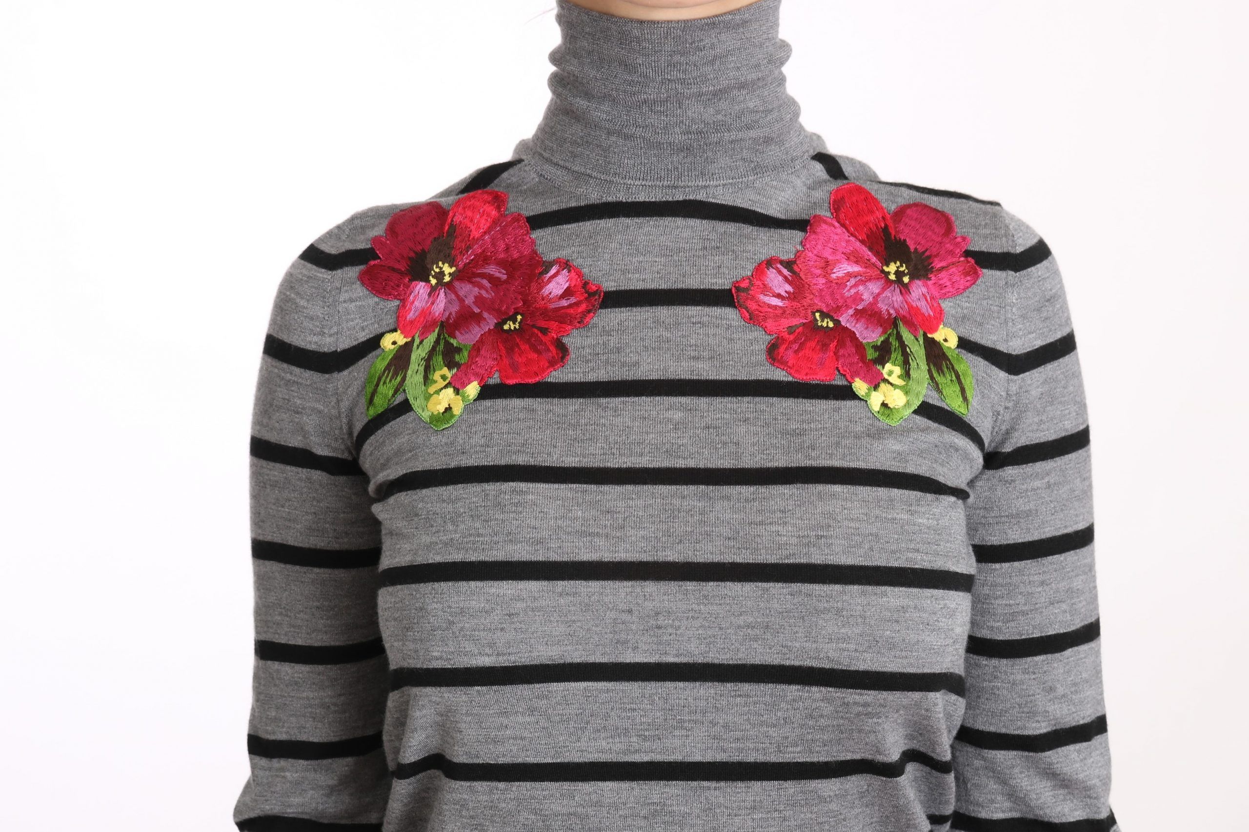Gray Cashmere Silk Turtleneck Women's Sweater - Dolce & Gabbana - Modalova