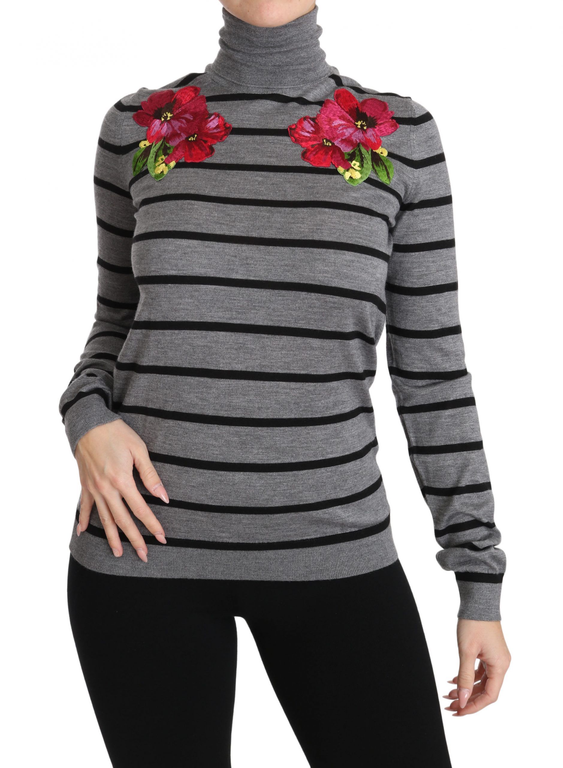 Gray Cashmere Silk Turtleneck Women's Sweater - Dolce & Gabbana - Modalova