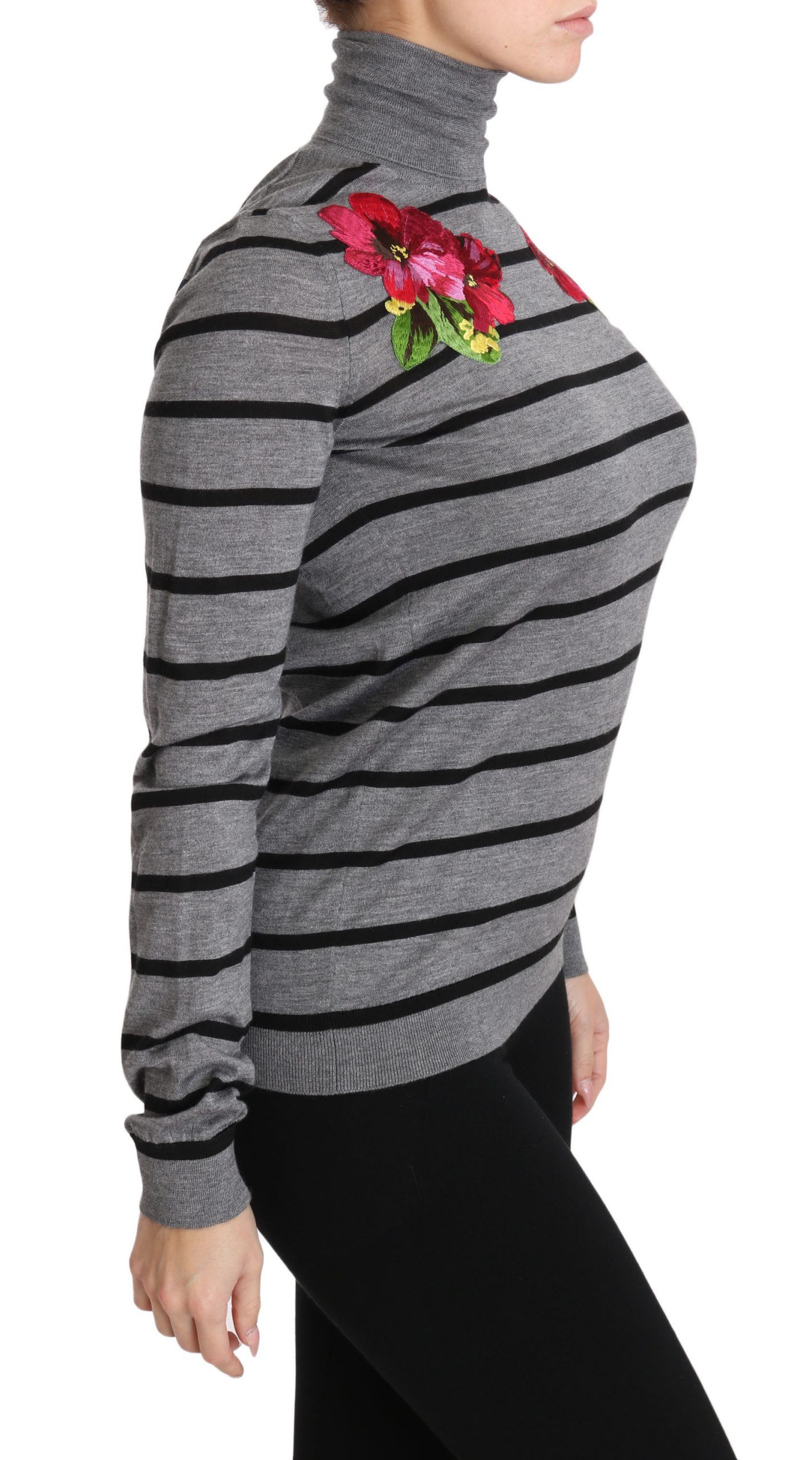 Gray Cashmere Silk Turtleneck Women's Sweater - Dolce & Gabbana - Modalova