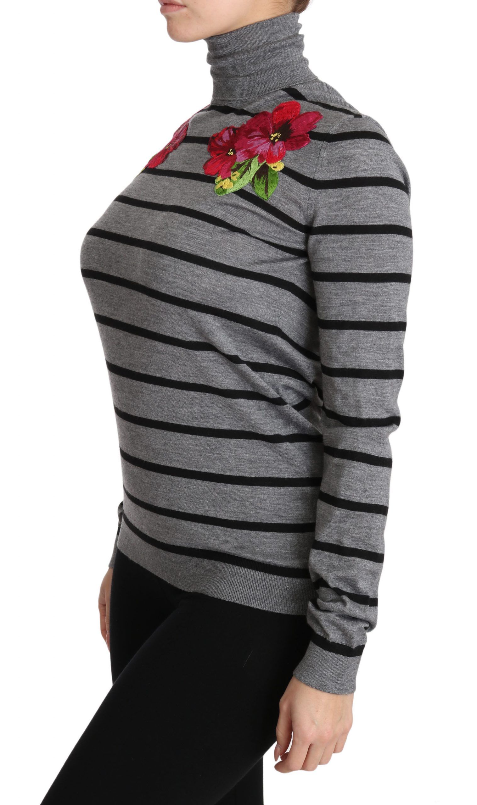 Gray Cashmere Silk Turtleneck Women's Sweater - Dolce & Gabbana - Modalova
