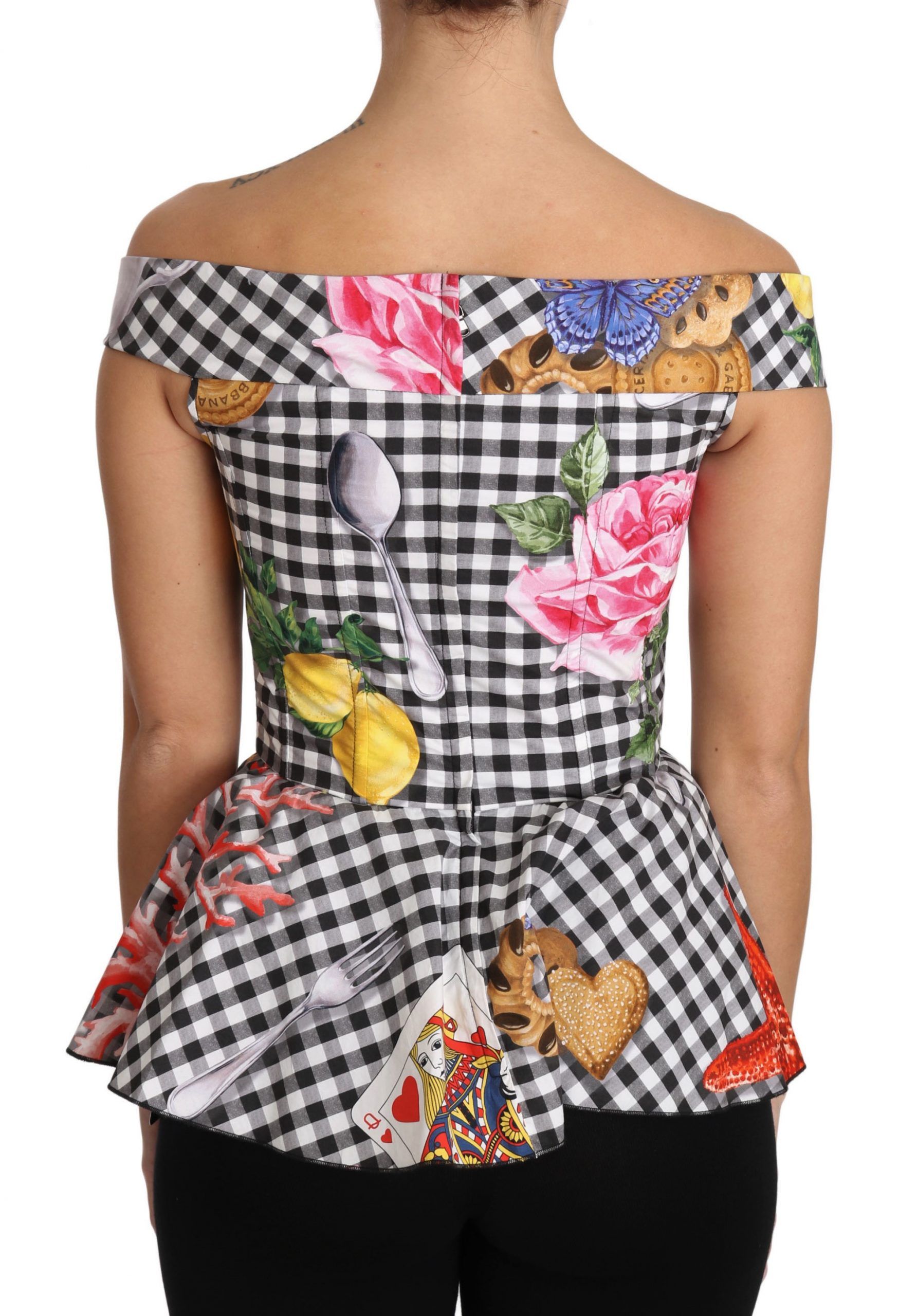 And Corset Blouse Sicily Lemon Check Women's Top - Dolce & Gabbana - Modalova