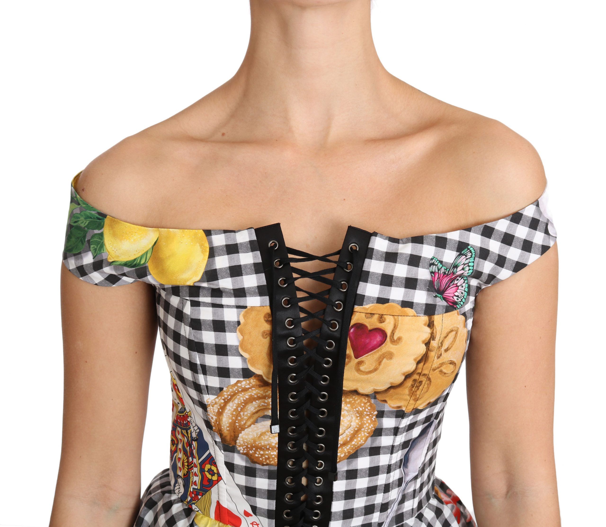 And Corset Blouse Sicily Lemon Check Women's Top - Dolce & Gabbana - Modalova