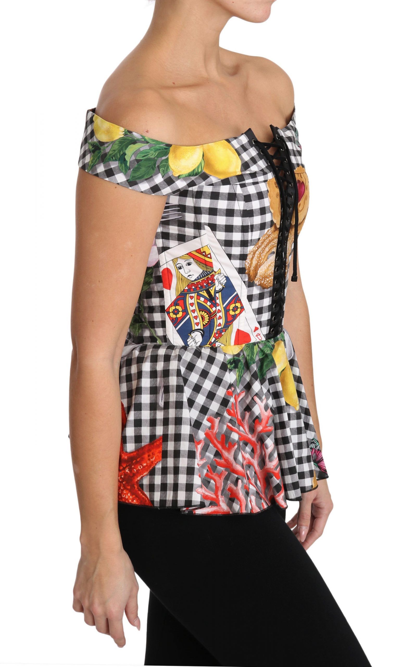 And Corset Blouse Sicily Lemon Check Women's Top - Dolce & Gabbana - Modalova