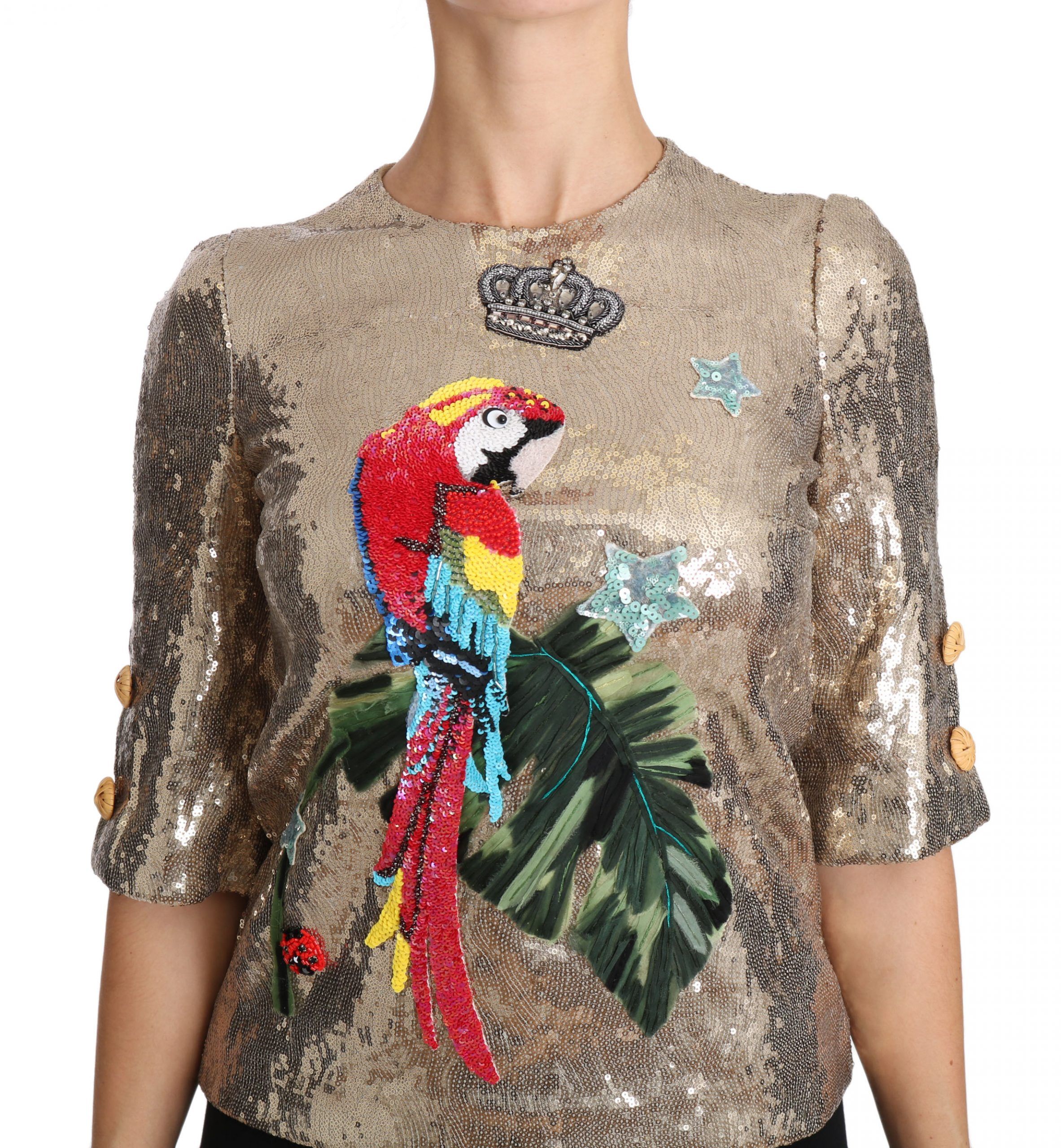 Sequined Parrot Crystal Women's Blouse - Dolce & Gabbana - Modalova