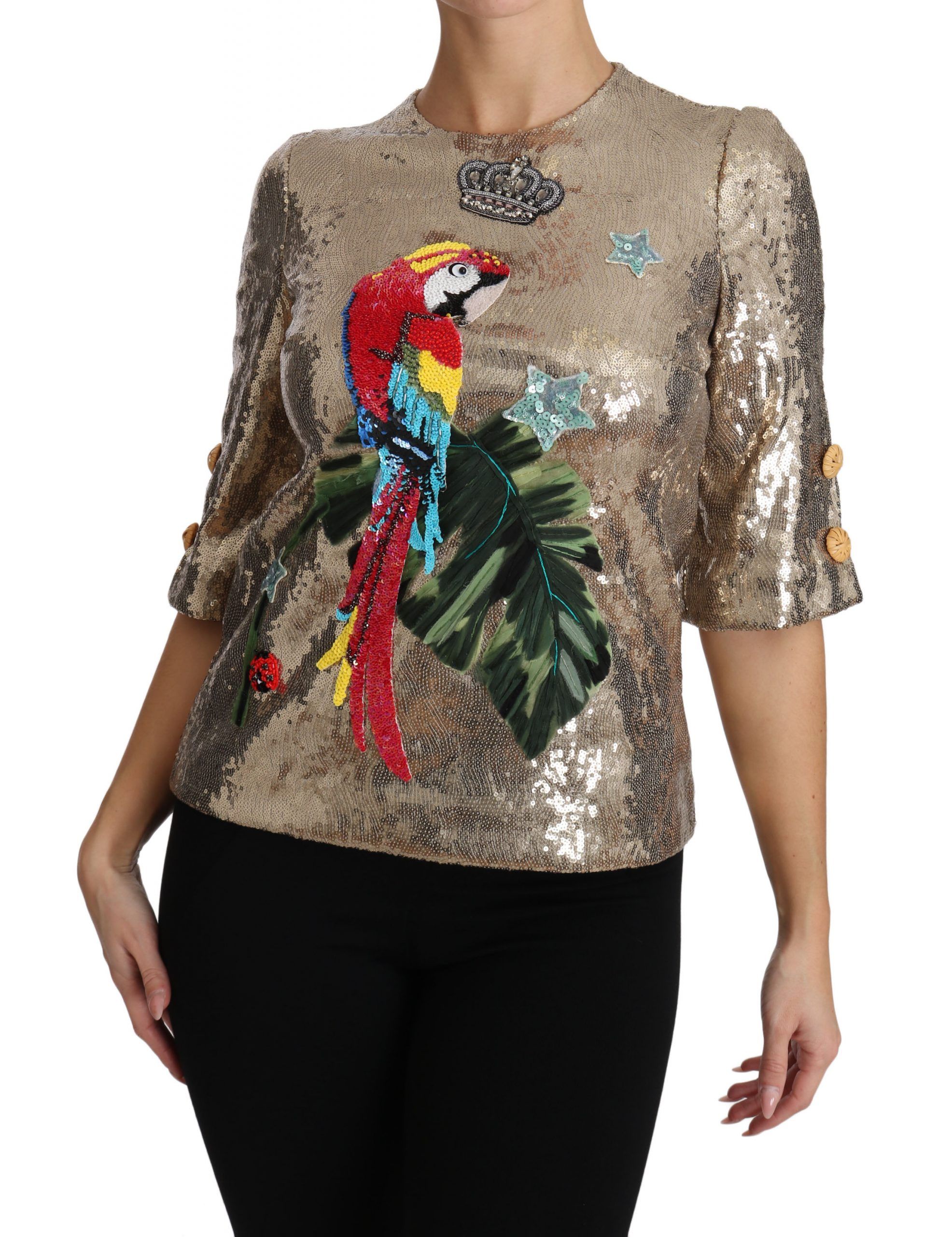 Sequined Parrot Crystal Women's Blouse - Dolce & Gabbana - Modalova