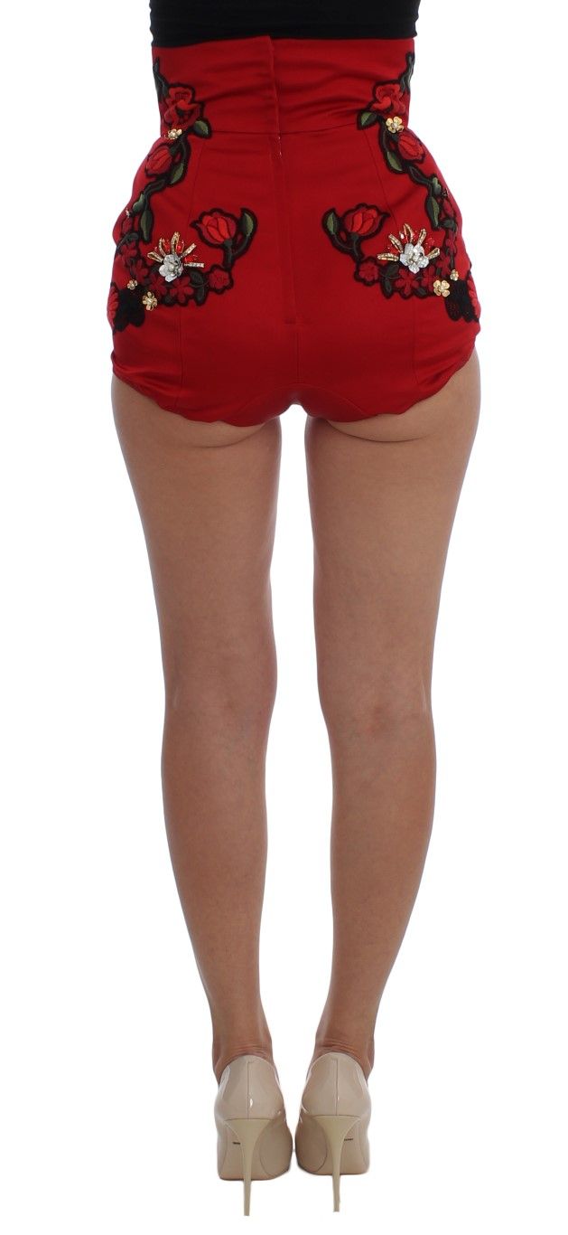 Silk Crystal Roses Women's Shorts - Dolce & Gabbana - Modalova