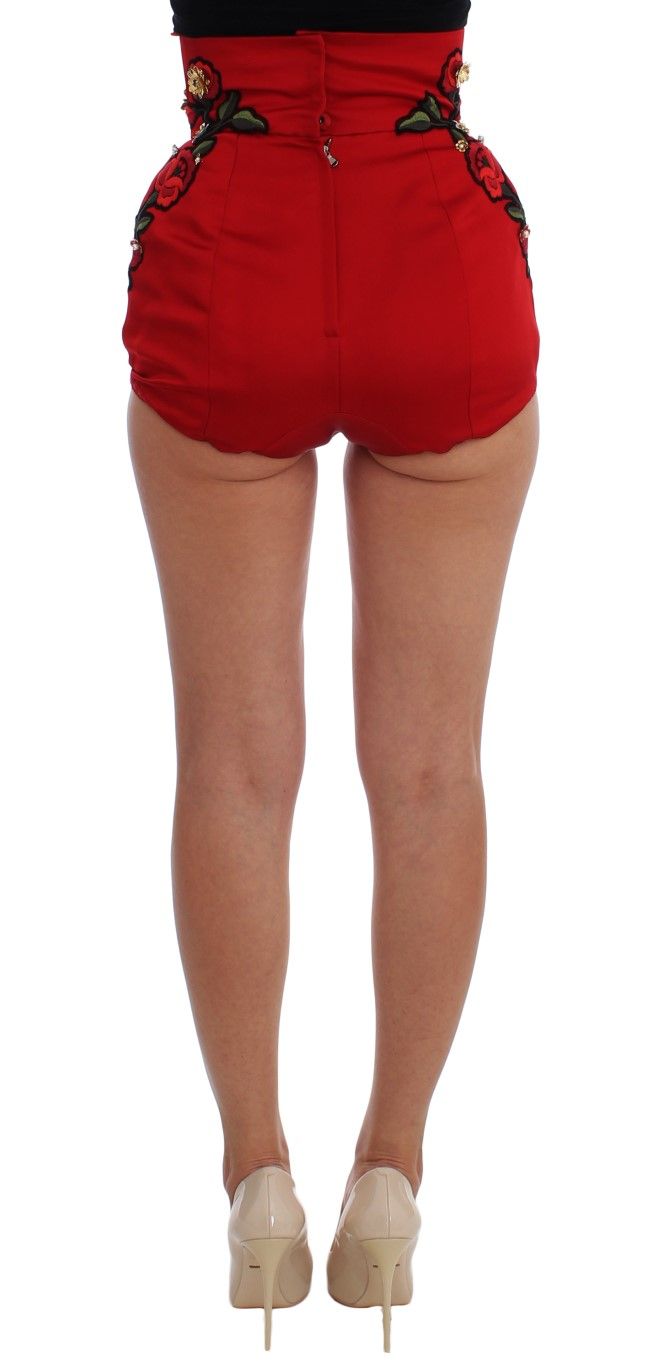 Silk Crystal Roses Women's Shorts - Dolce & Gabbana - Modalova