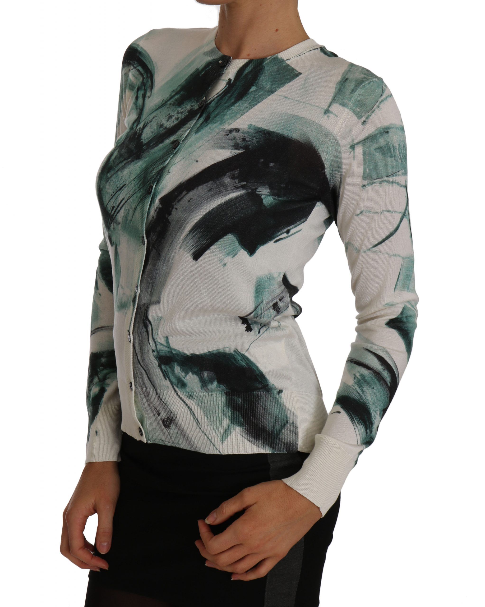 Silk Cardigan Lightweight Paint Stroke Women's Sweater - Dolce & Gabbana - Modalova