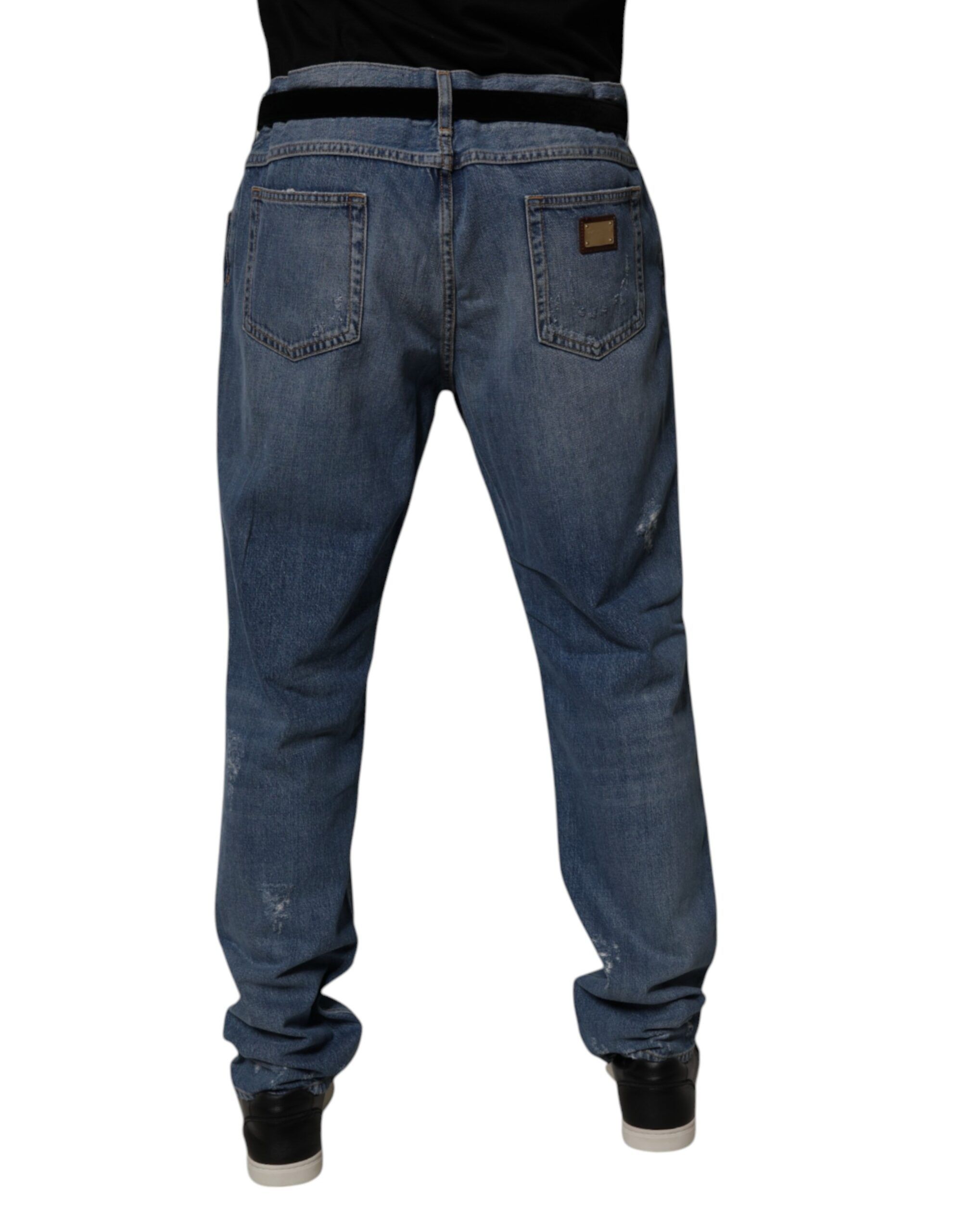 Tattered Cotton Straight Denim Men's Jeans - Dolce & Gabbana - Modalova