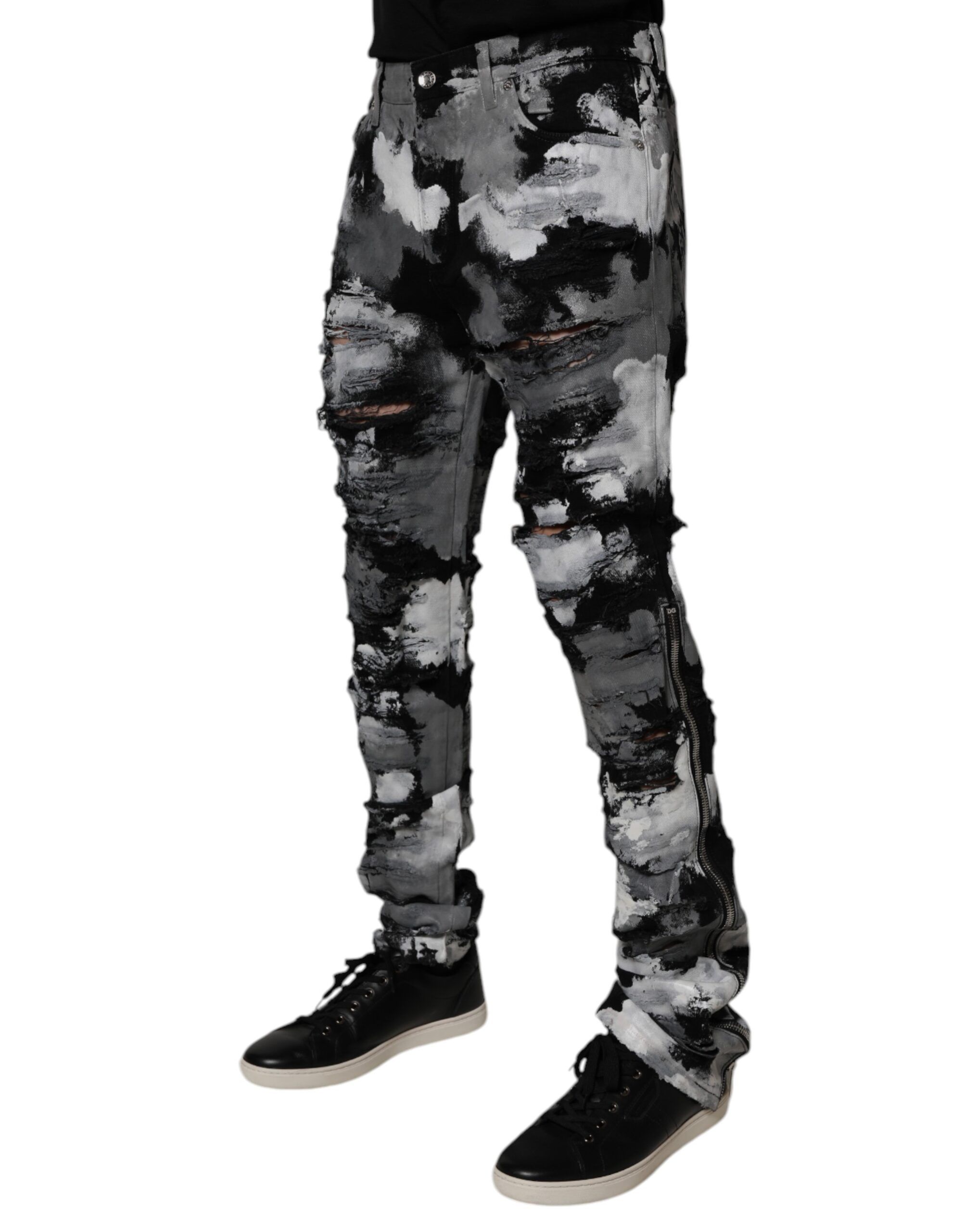 Camouflage Tattered Skinny Denim Men's Jeans - Dolce & Gabbana - Modalova