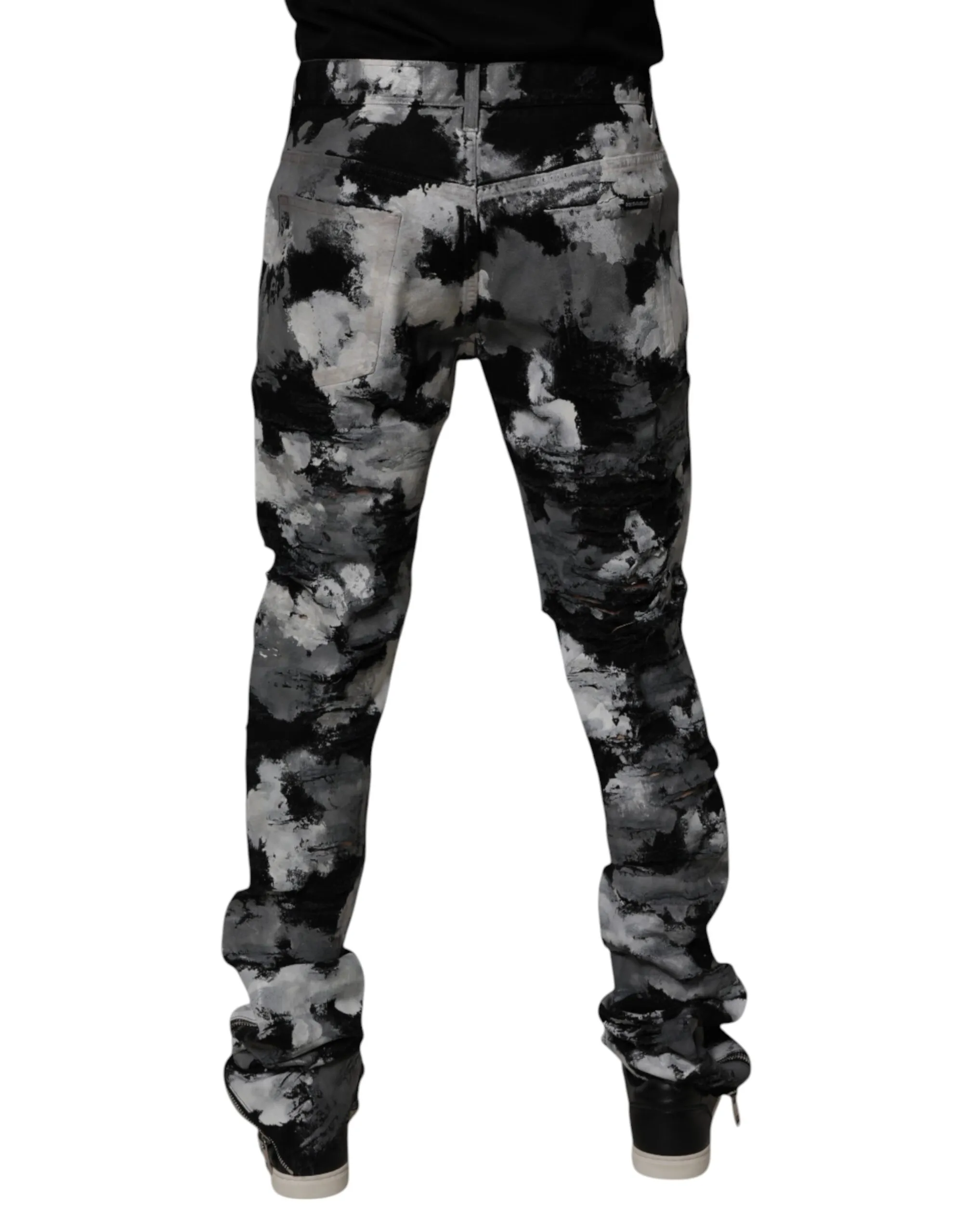 Camouflage Tattered Skinny Denim Men's Jeans - Dolce & Gabbana - Modalova