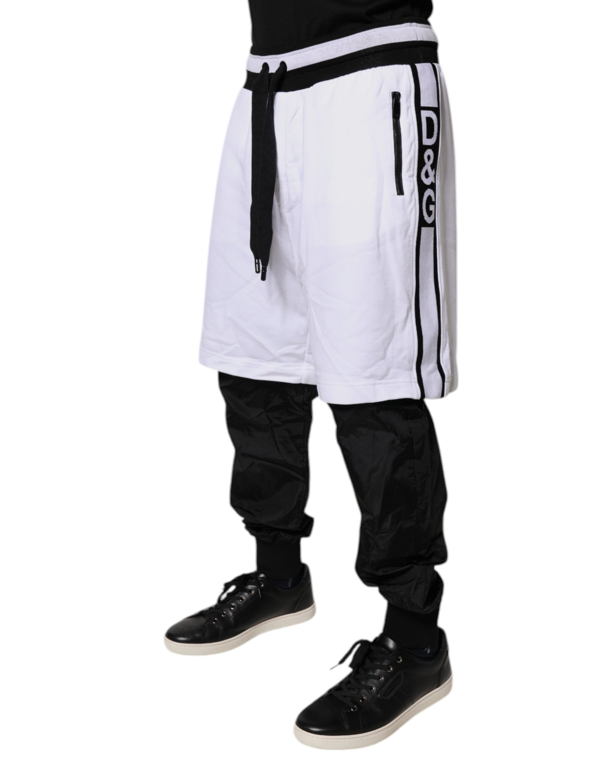 Black White Cotton Layered SweatMen's Men's Pants - Dolce & Gabbana - Modalova