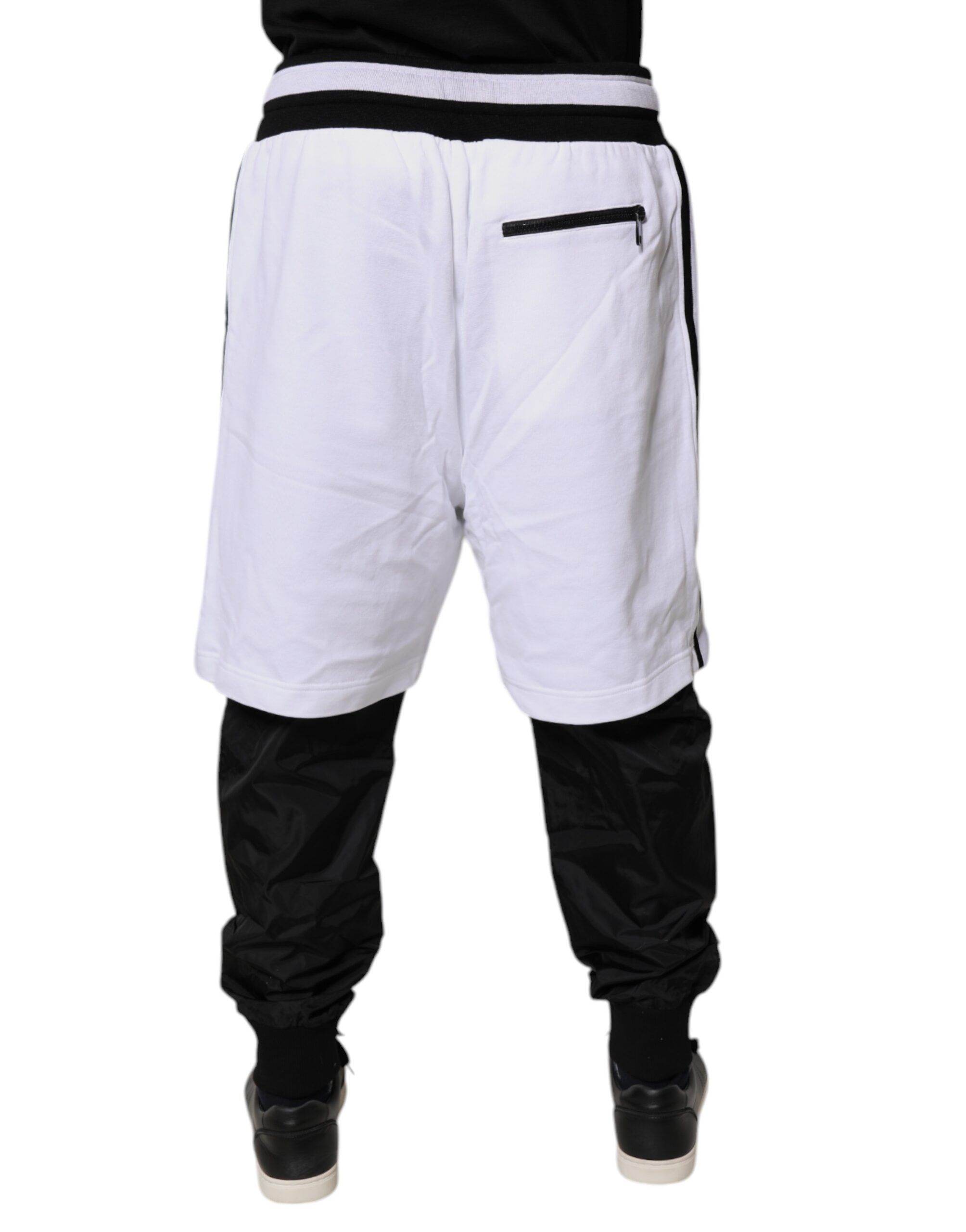 Black White Cotton Layered SweatMen's Men's Pants - Dolce & Gabbana - Modalova