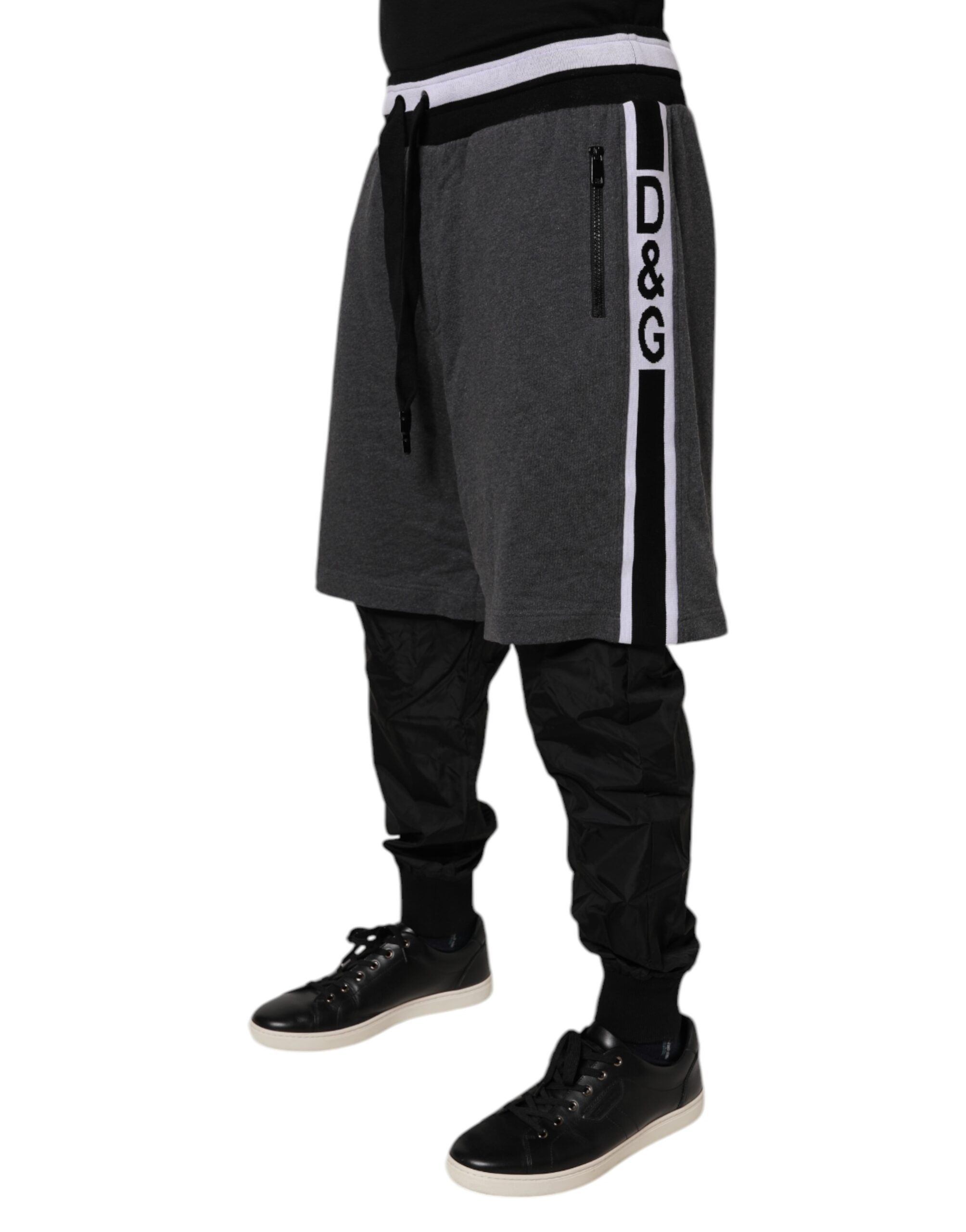 Black Gray Cotton Layered Men SweatMen's Men's Pants - Dolce & Gabbana - Modalova