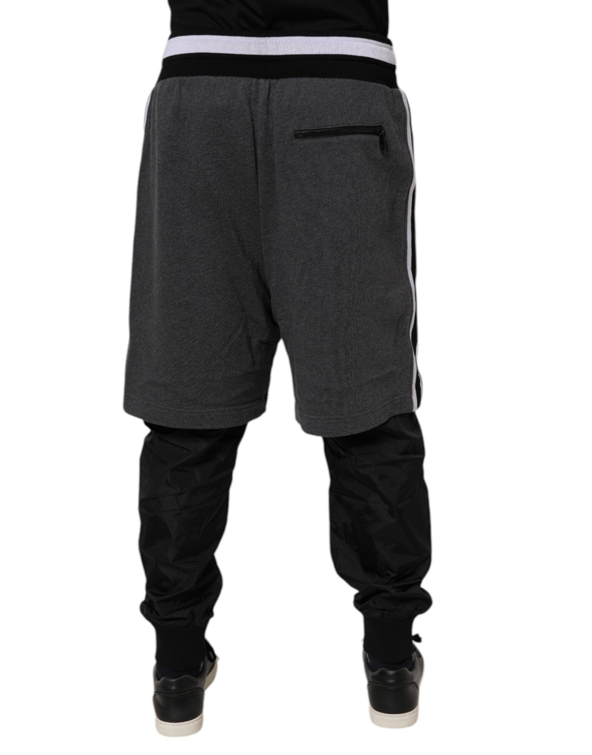 Black Gray Cotton Layered Men SweatMen's Men's Pants - Dolce & Gabbana - Modalova