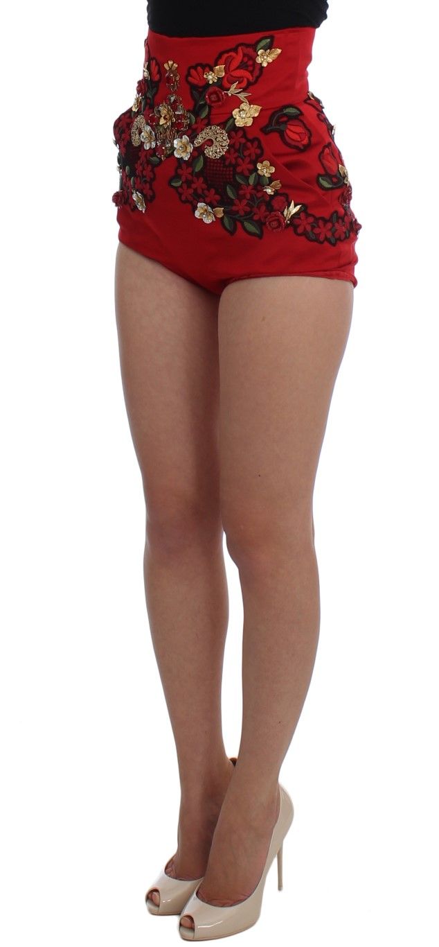 Silk Crystal Roses Women's Shorts - Dolce & Gabbana - Modalova