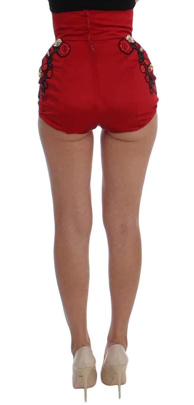 Silk Crystal Roses Women's Shorts - Dolce & Gabbana - Modalova