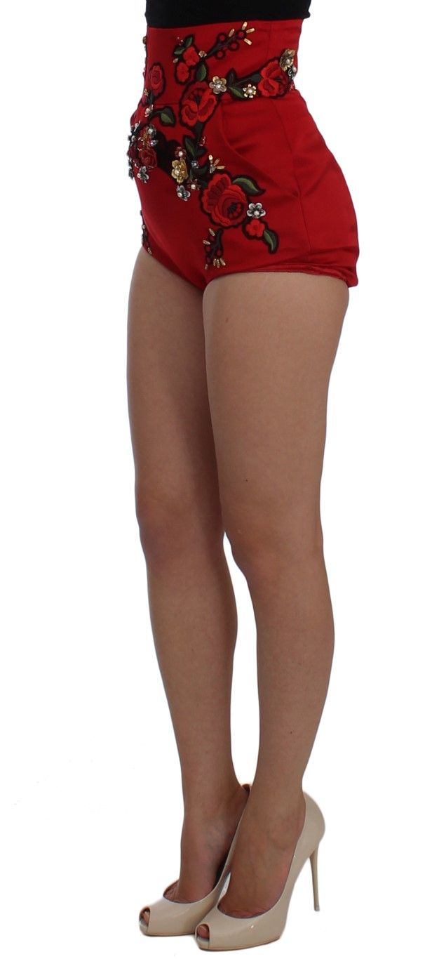 Silk Crystal Roses Women's Shorts - Dolce & Gabbana - Modalova