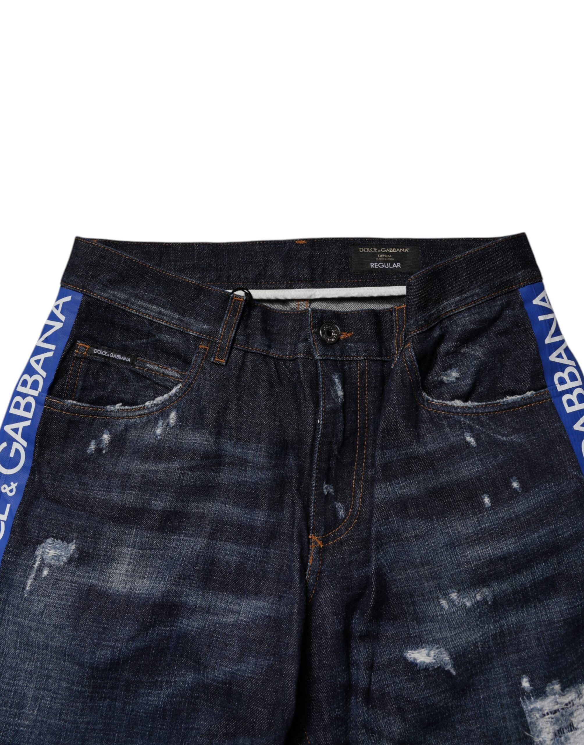 Dark Cotton Tattered Skinny Denim Men's Jeans - Dolce & Gabbana - Modalova