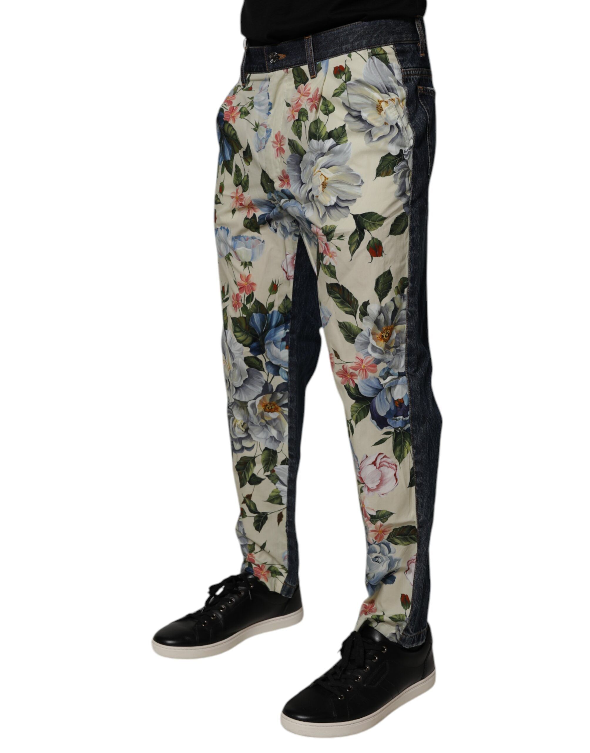 Blue Floral Cotton Men Denim Men's Jeans - Dolce & Gabbana - Modalova