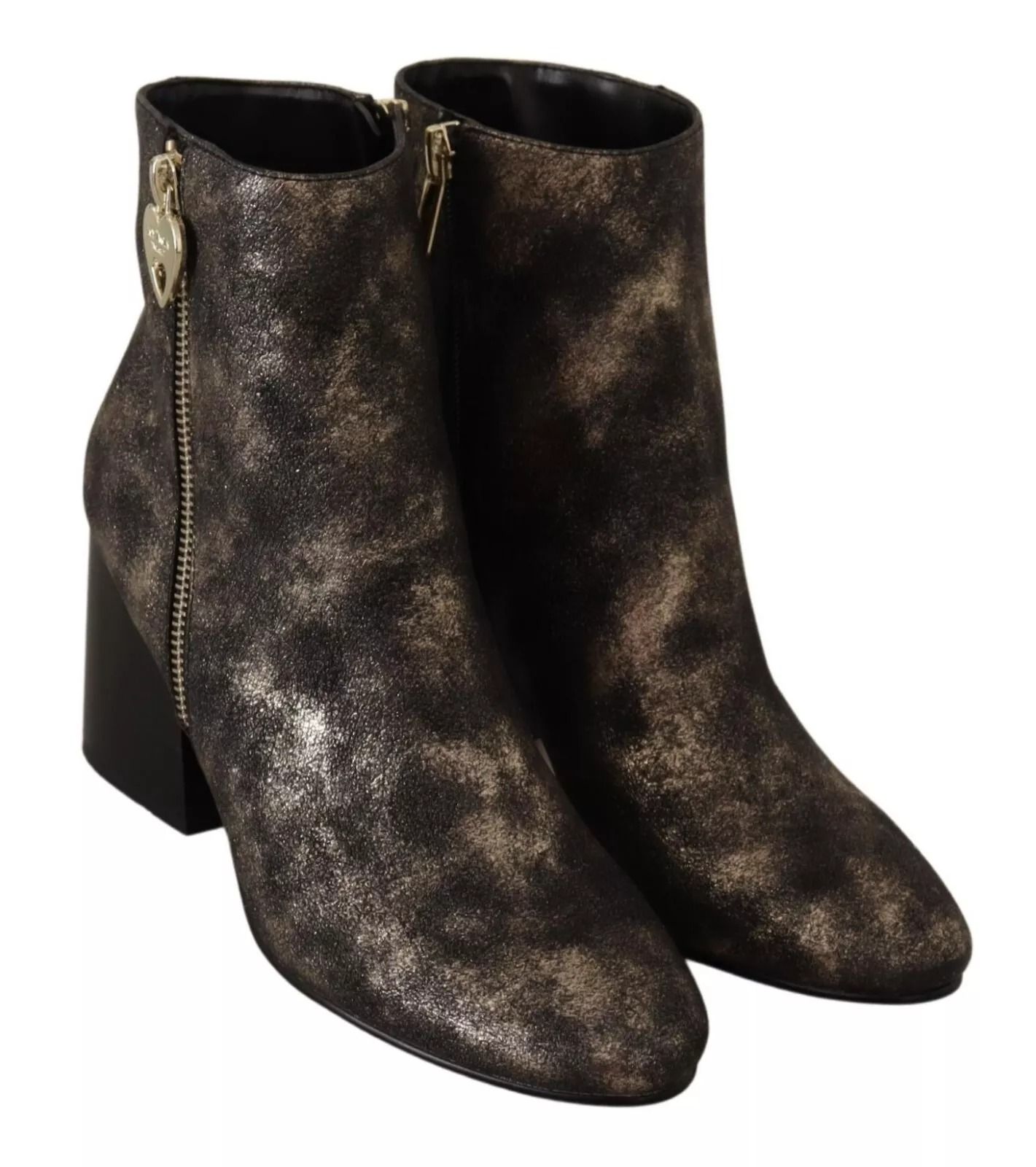 Leather Block Heels Ankle Boots Zipper Women's Shoes (Pre-Owned) - MY TWIN - Modalova