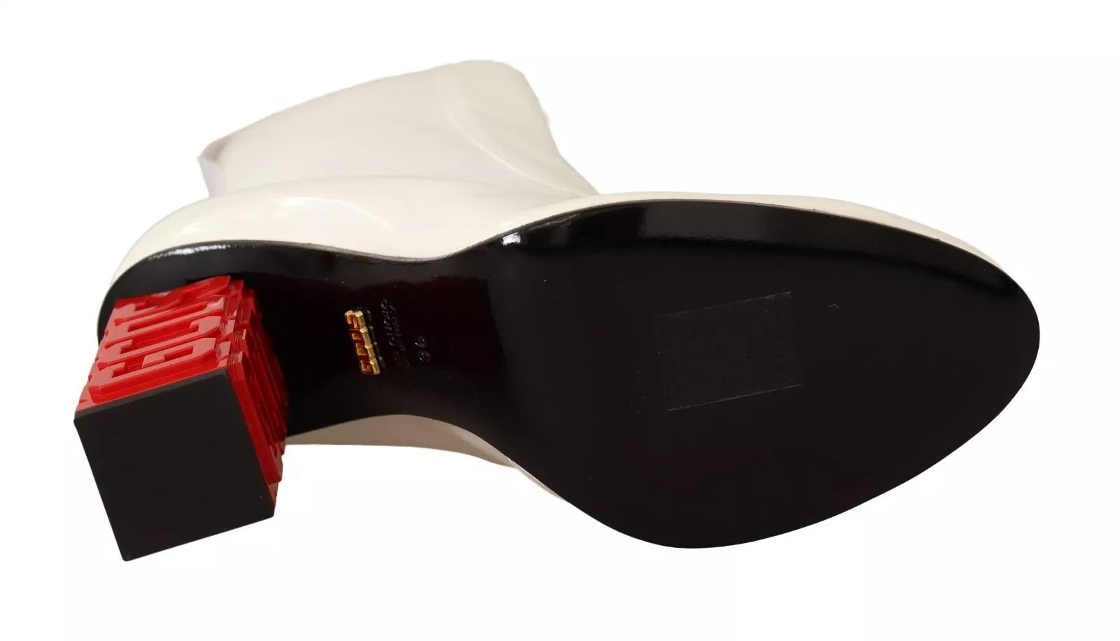 White Leather Fabric Red Logo Heel Ankle Boots Women's Shoes (Pre-Owned) - GCDS - Modalova