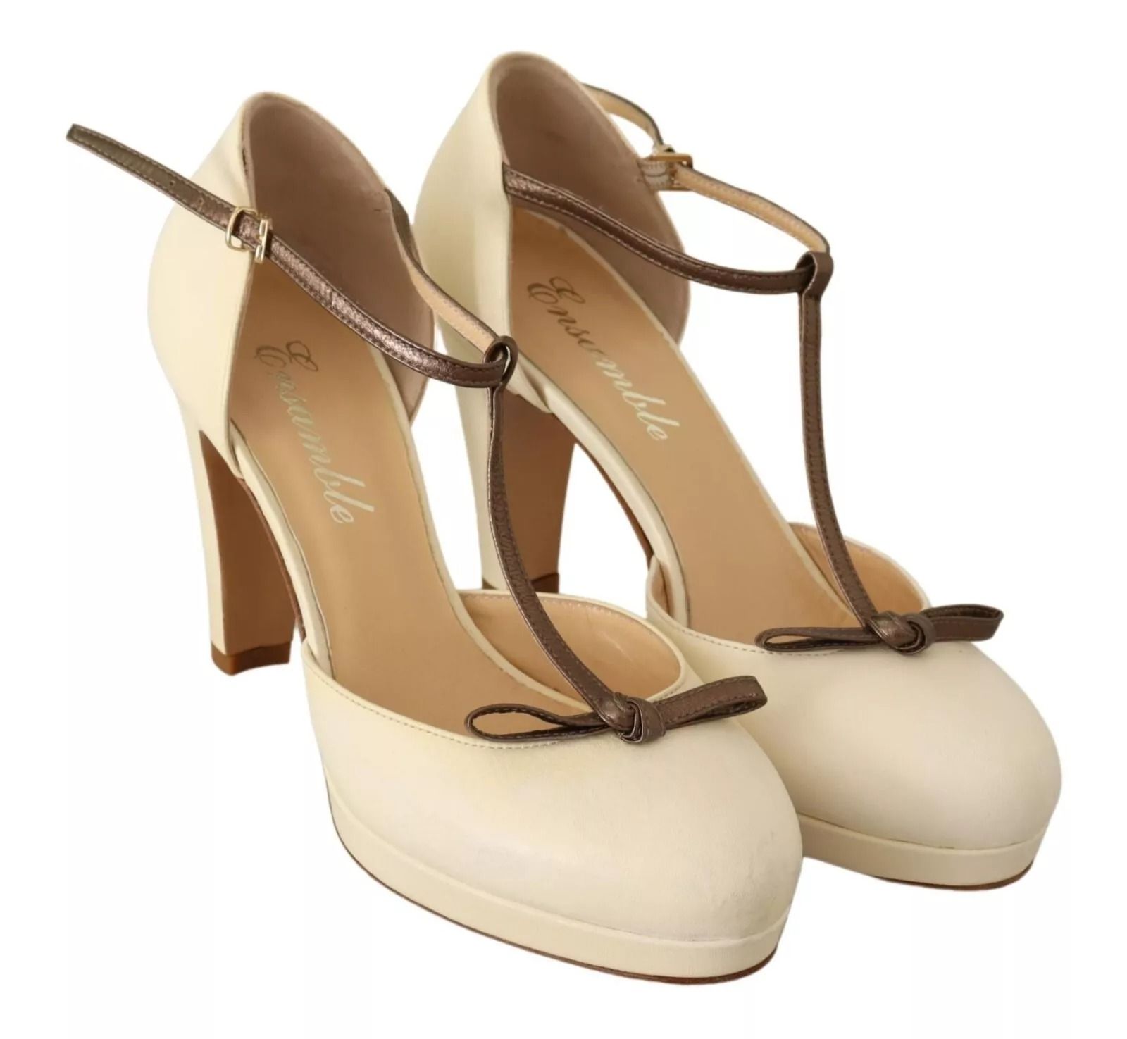 T-Strap Block Heels Pumps Leather Women's Shoes (Pre-Owned) - SERGIO LEVANTESI - Modalova