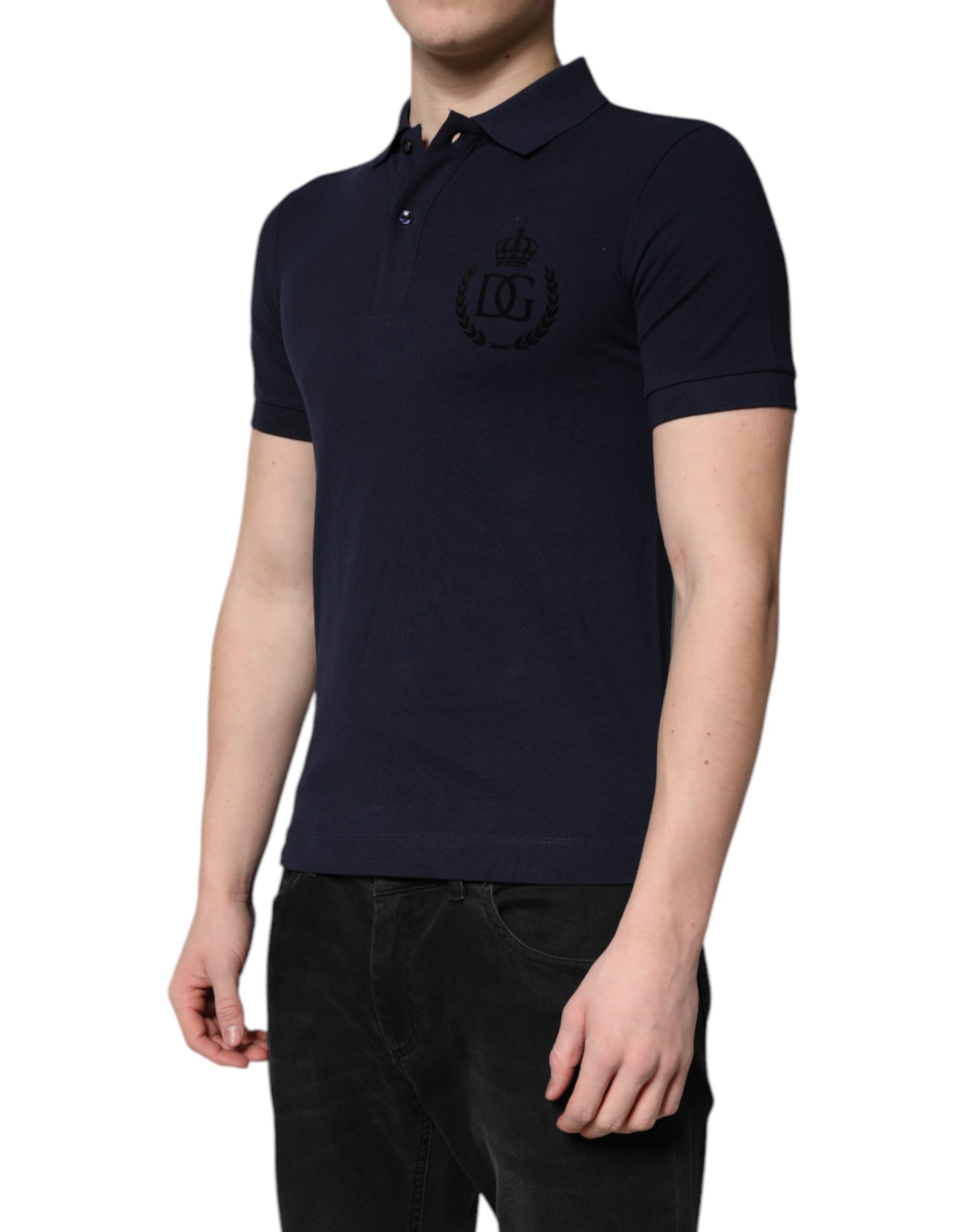 Dark Cotton Crown Collared Polo Men's T-shirt - Dolce & Gabbana - Modalova