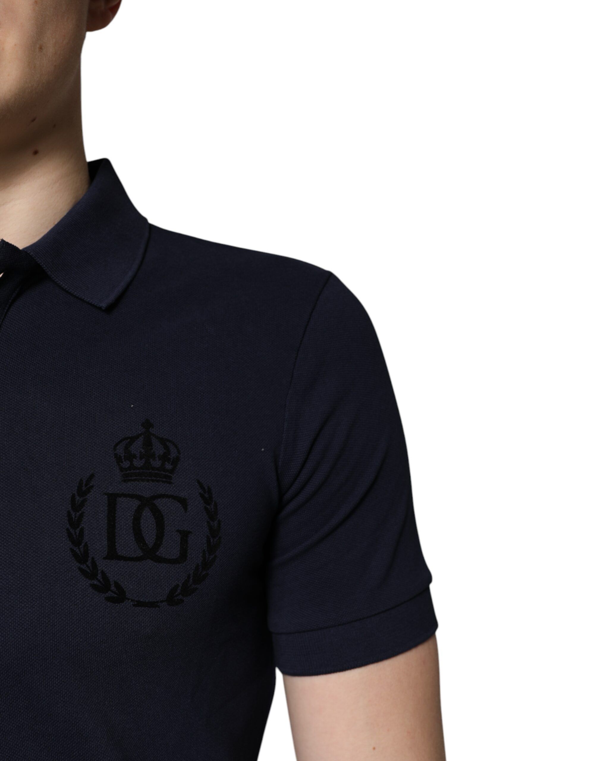 Dark Cotton Crown Collared Polo Men's T-shirt - Dolce & Gabbana - Modalova