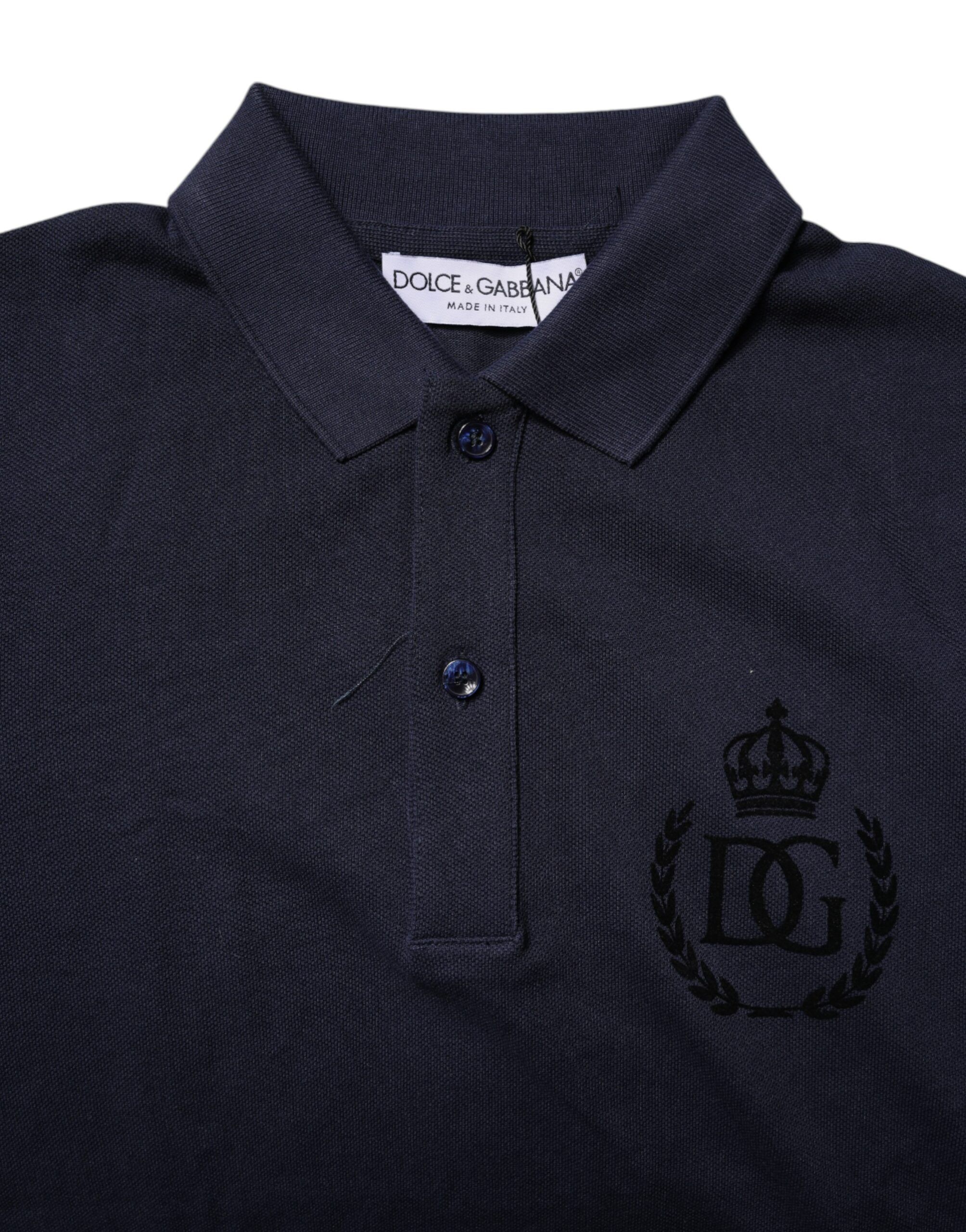 Dark Cotton Crown Collared Polo Men's T-shirt - Dolce & Gabbana - Modalova