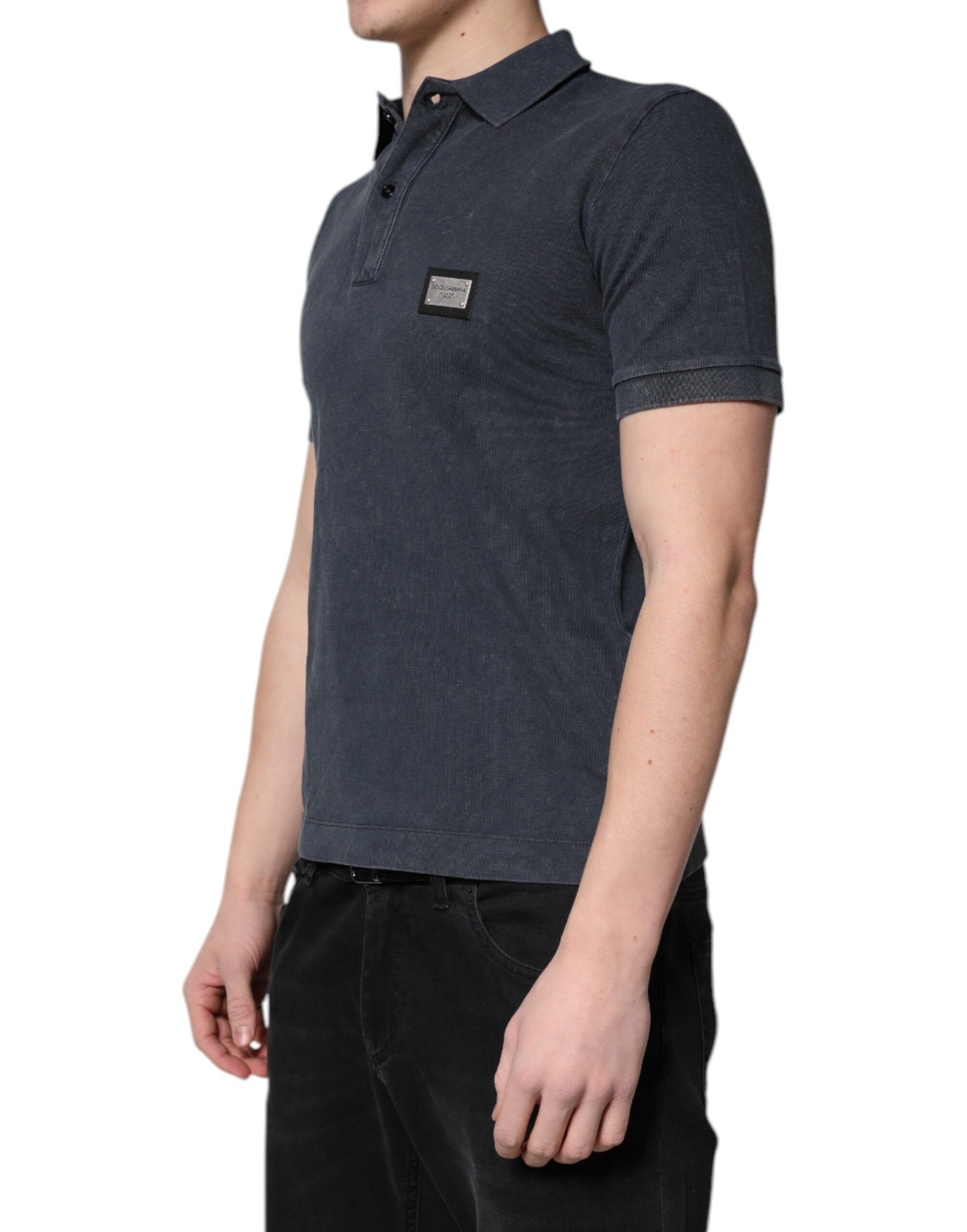 Dark Logo Plaque Cotton Men Polo Shirt Men's T-shirt - Dolce & Gabbana - Modalova
