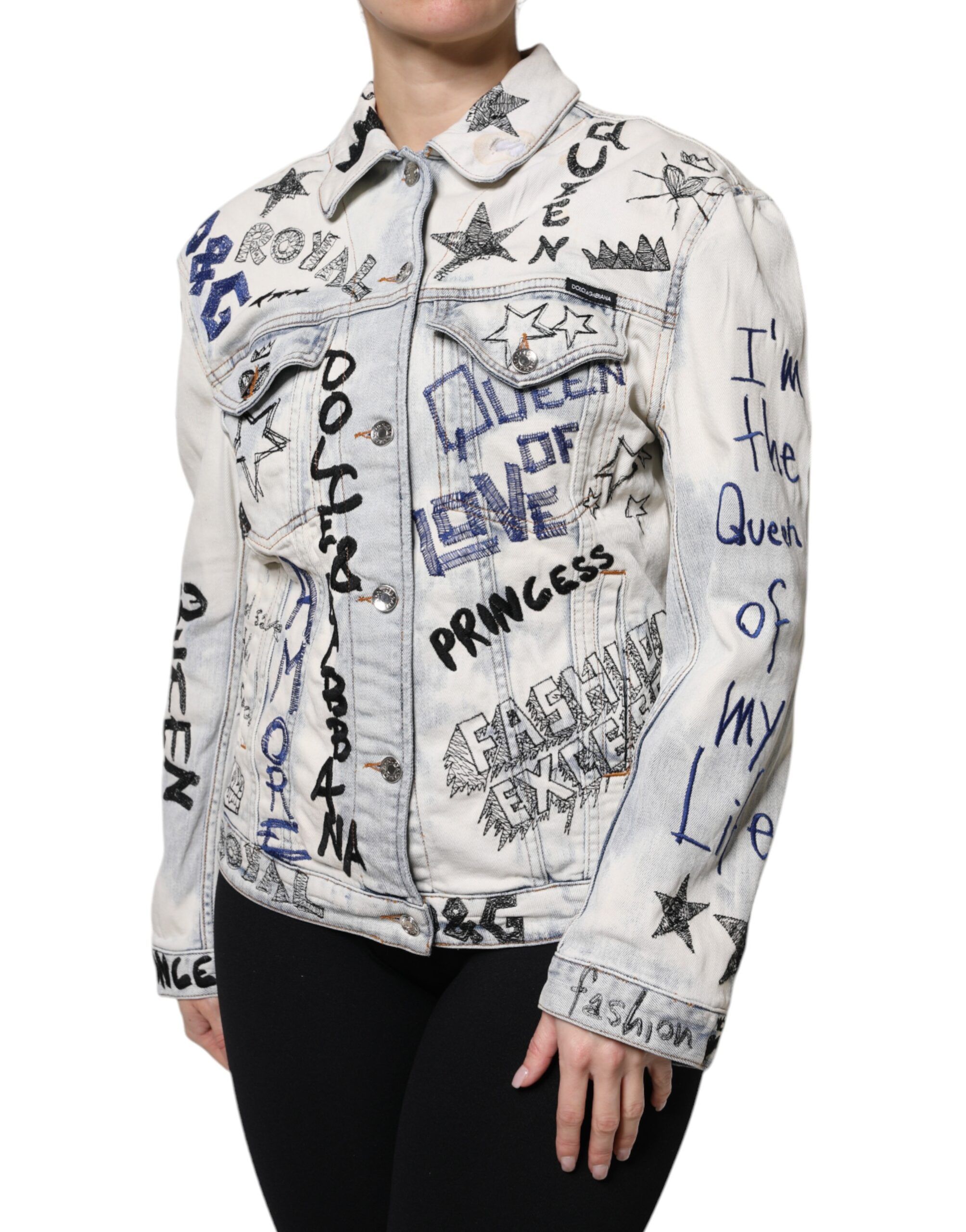 Graffiti Button Down Denim Women's Jacket - Dolce & Gabbana - Modalova